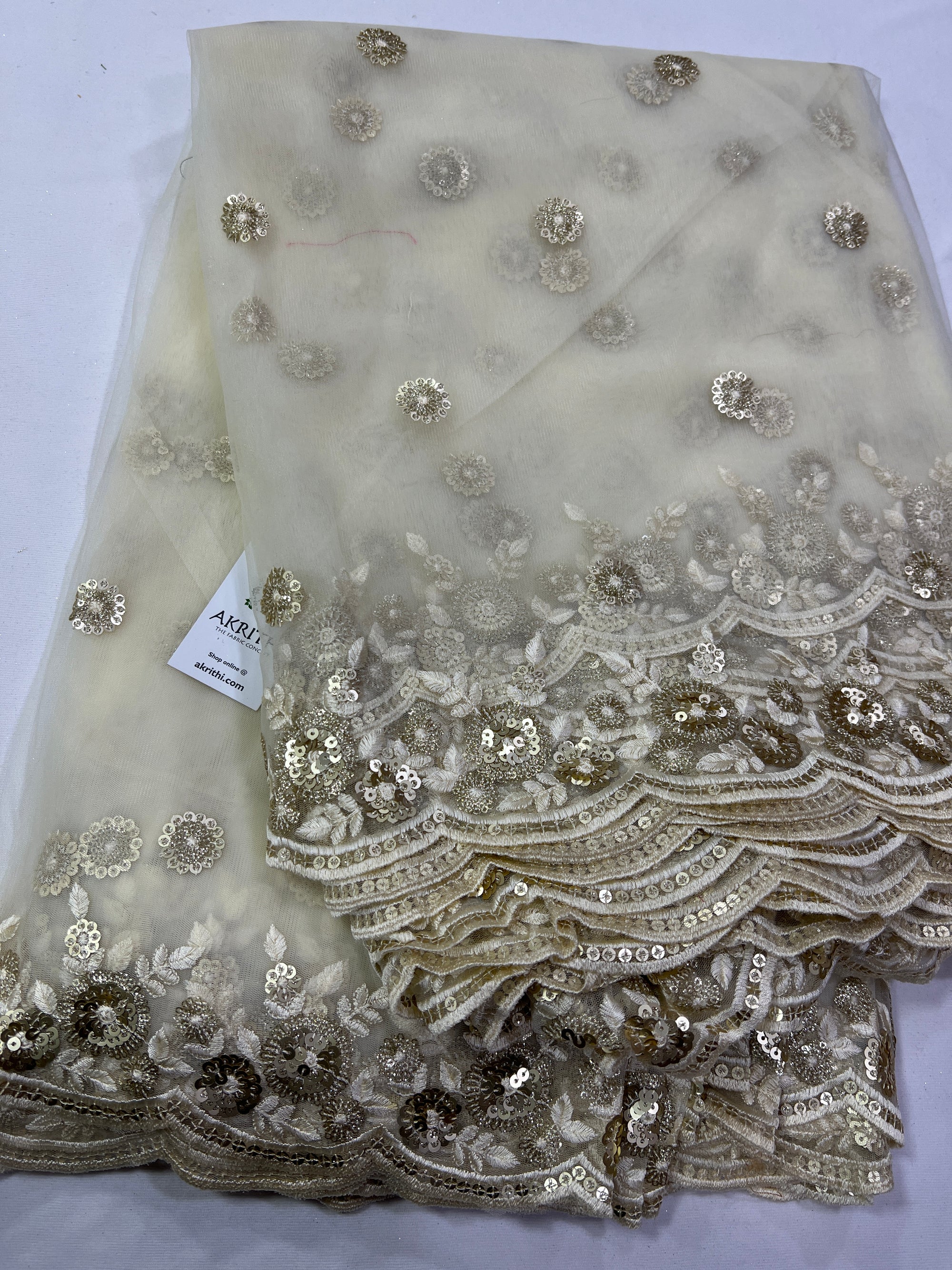 Embroidery on net fabric