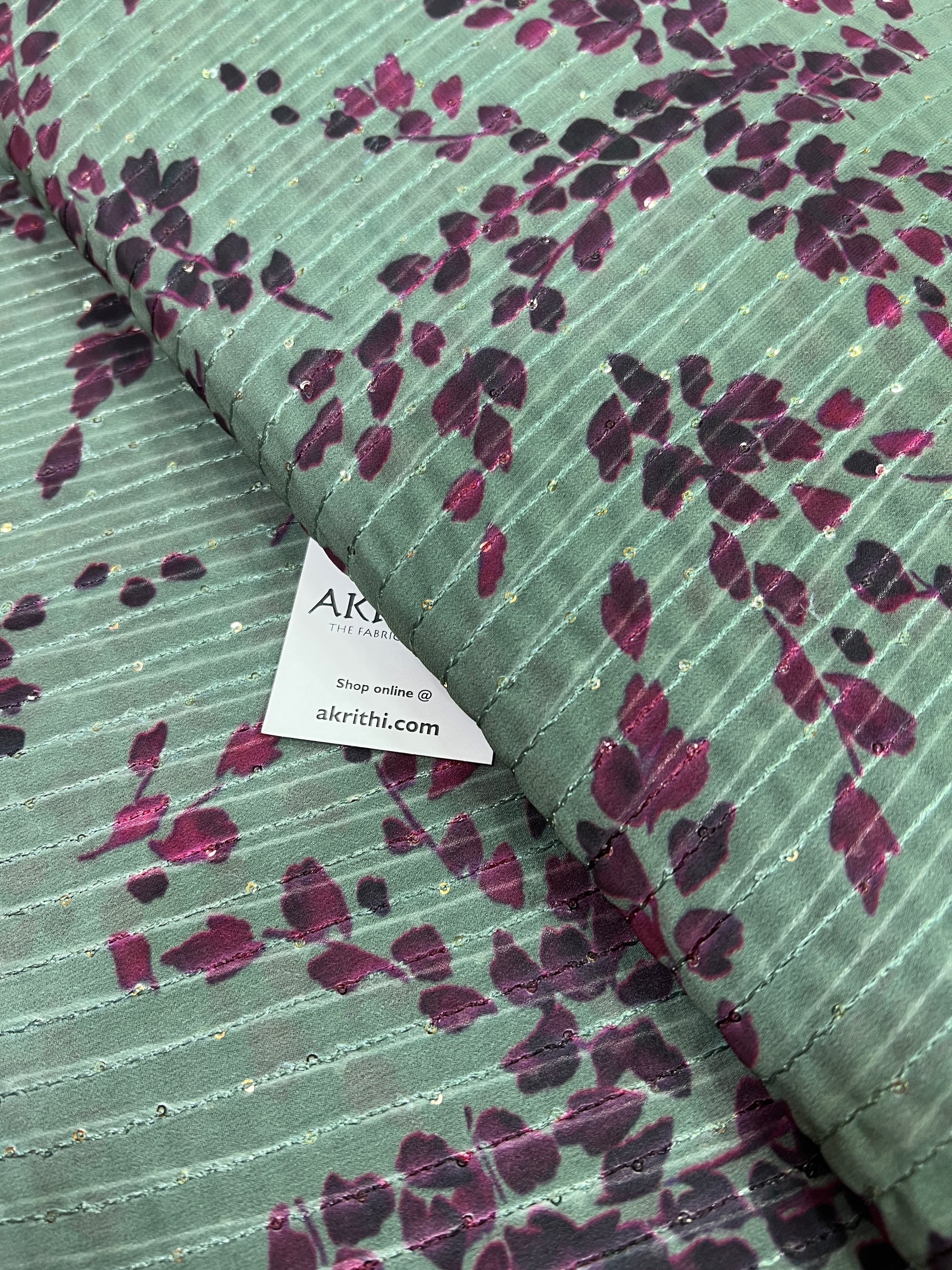 Digital printed georgette fabric with sequins work