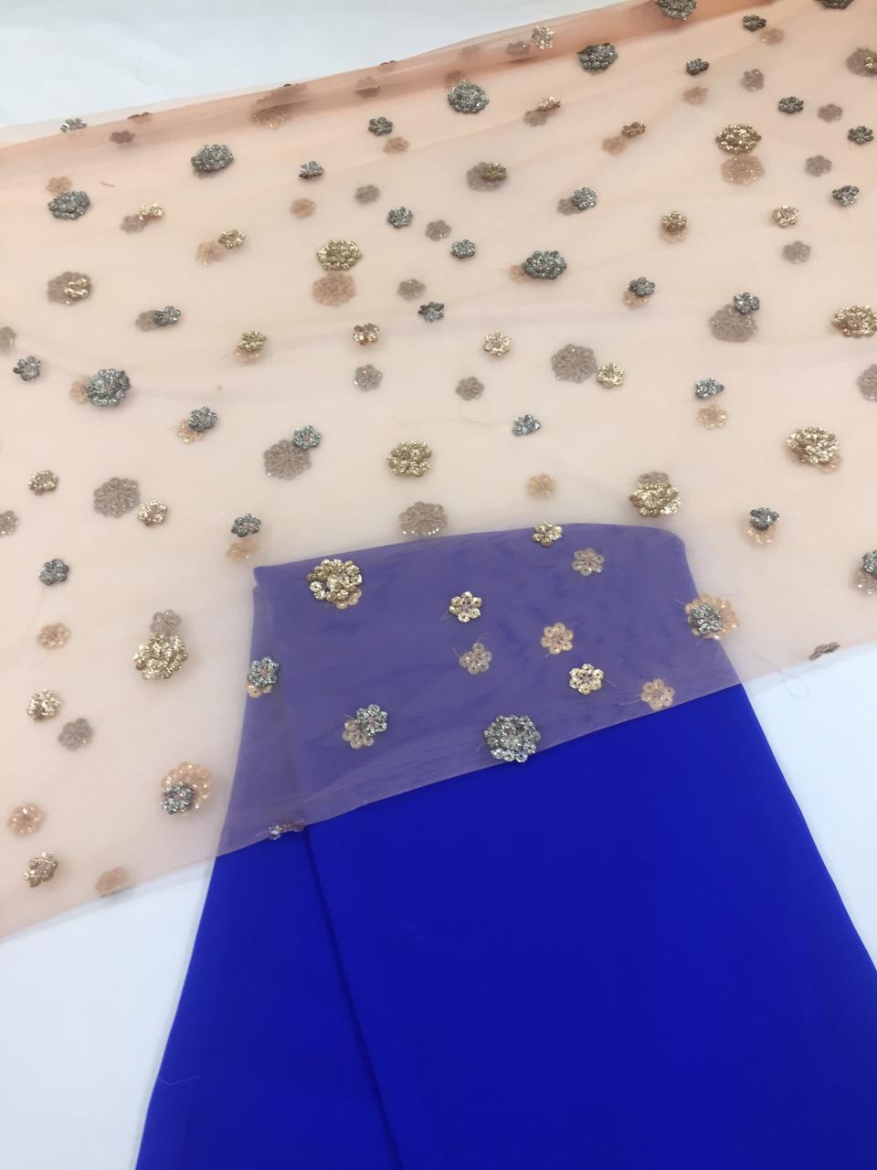 Georgette saree with embroidered blouse