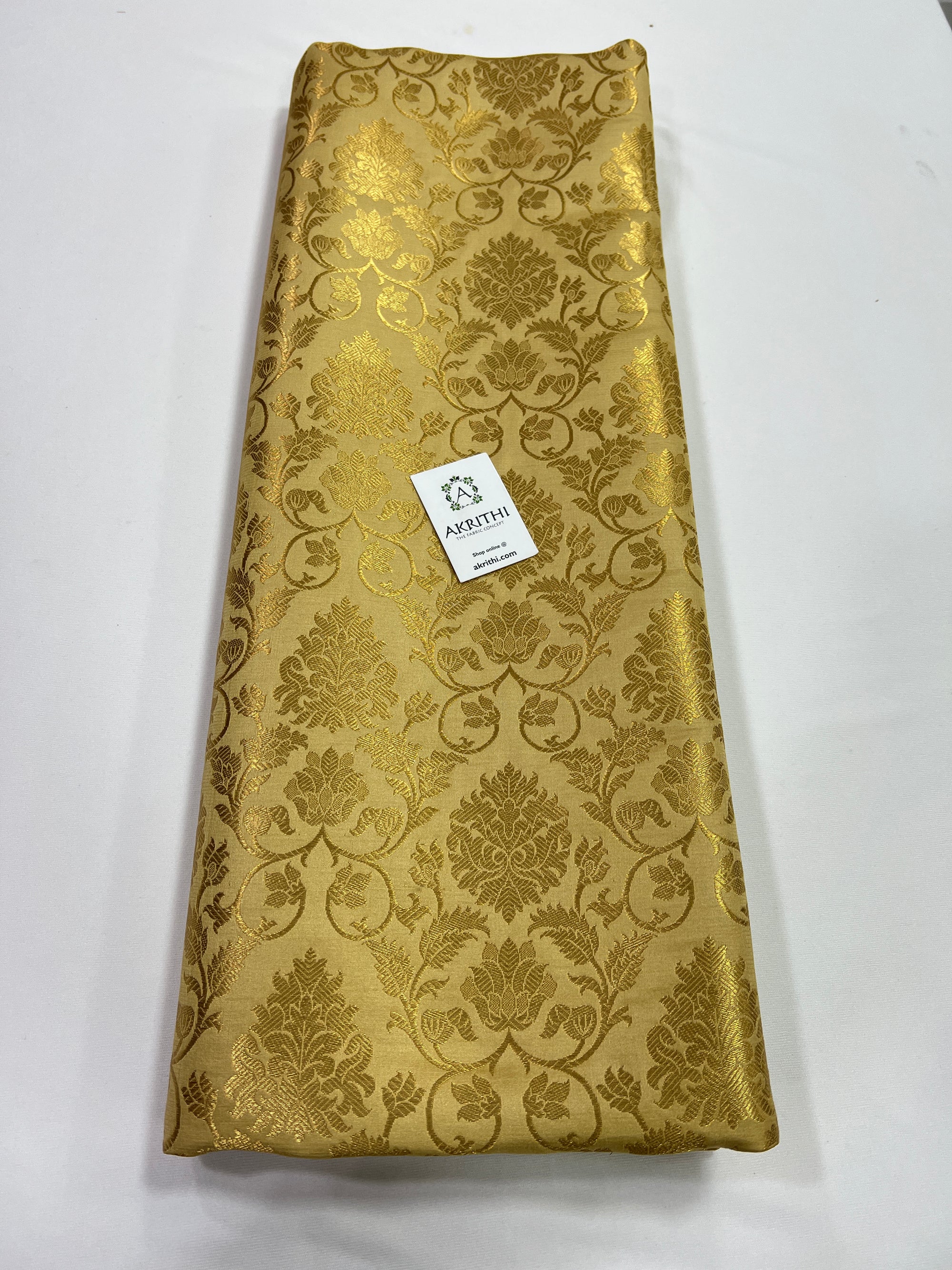Banarasi brocade fabric beige 80 cms cut