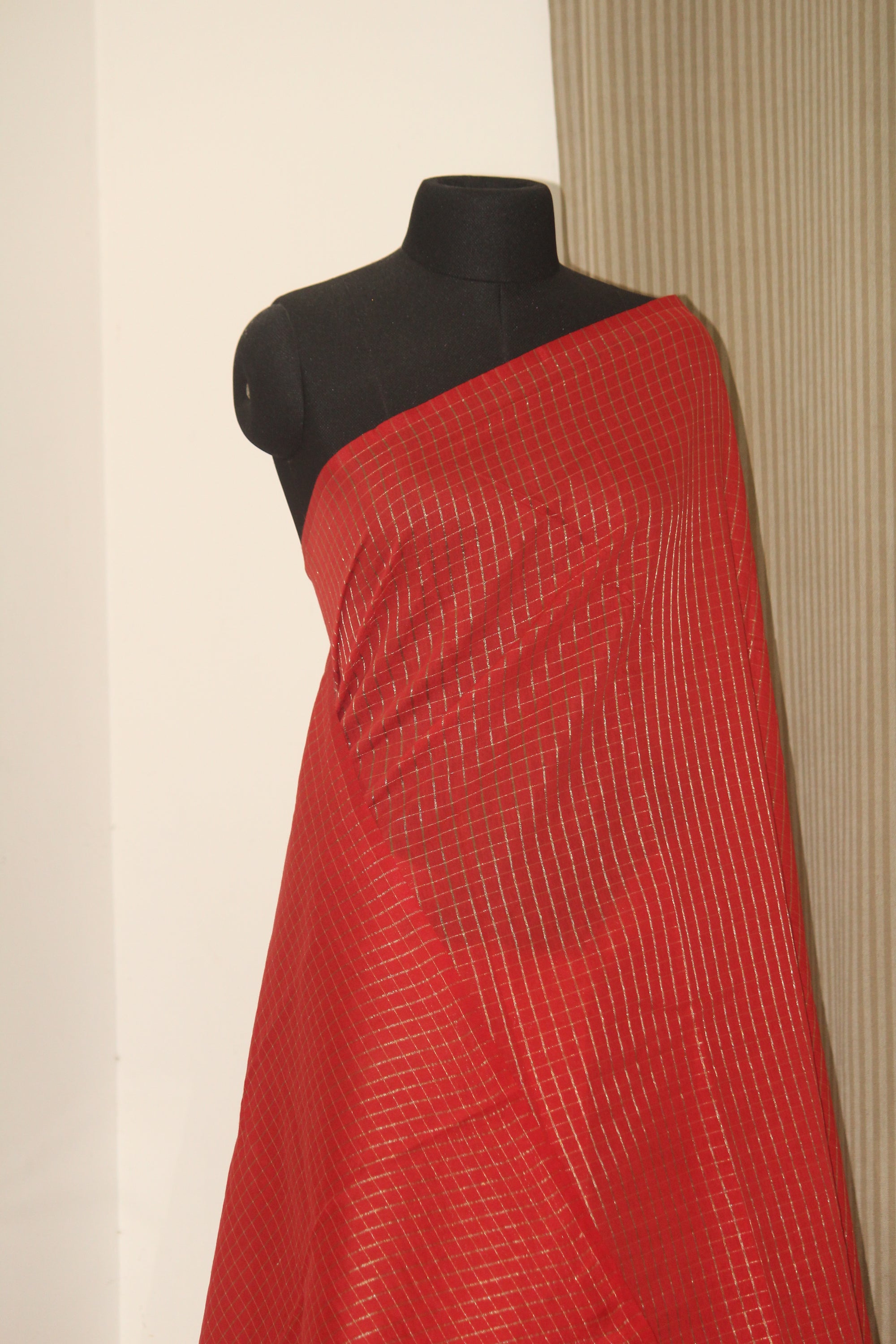 Silk cotton zari checks saree