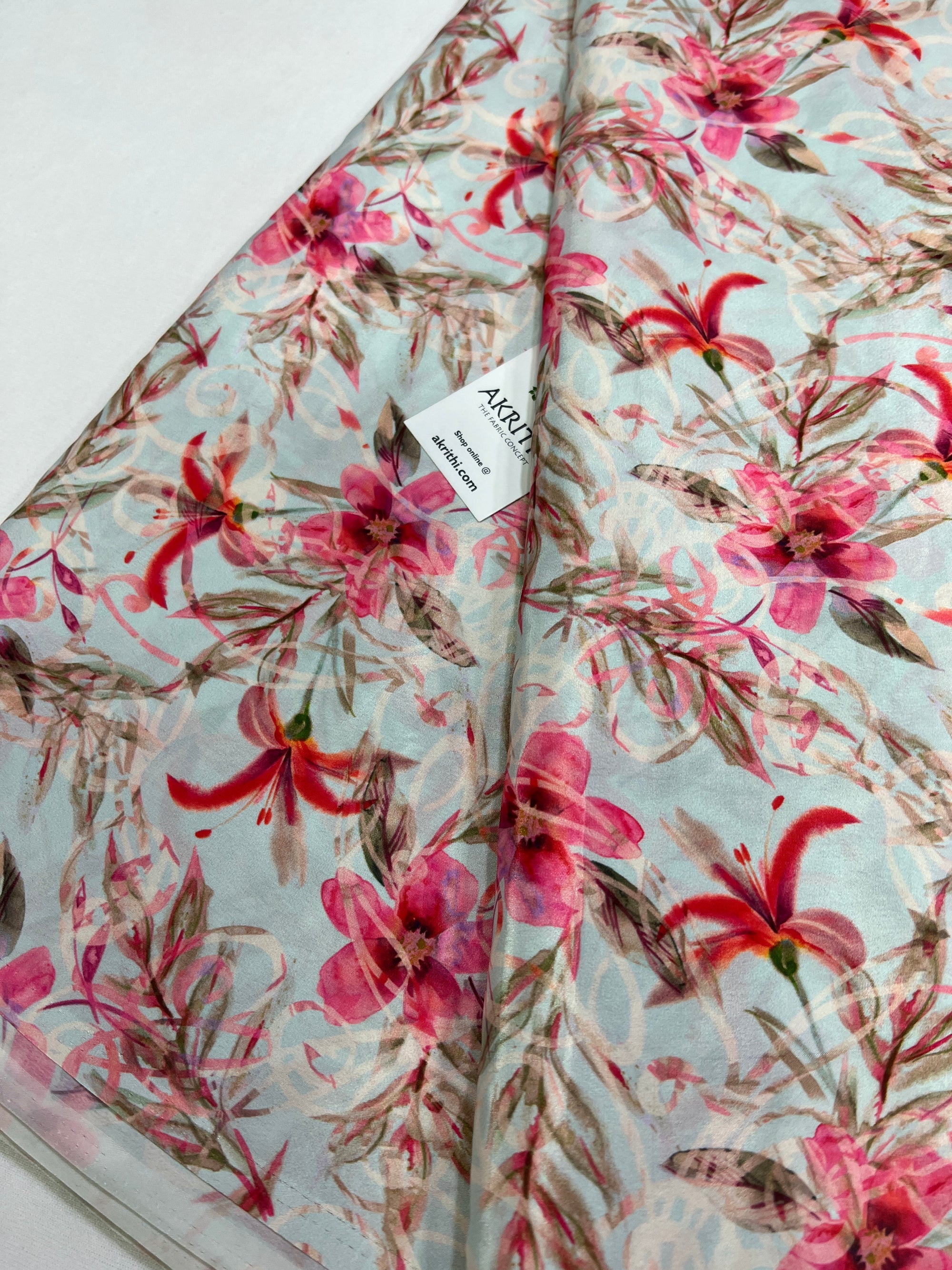 Digital floral printed crepe fabric