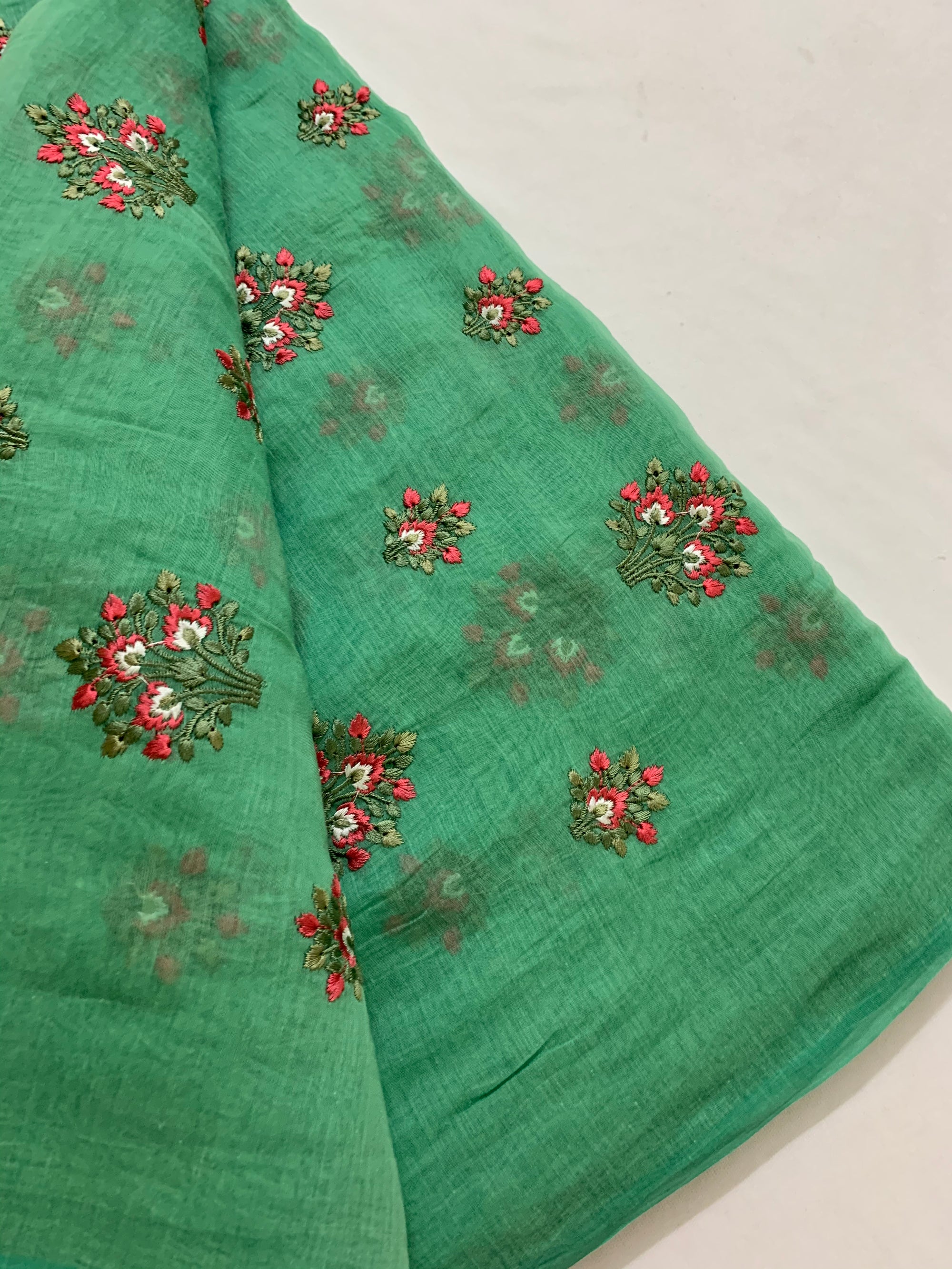 HANDLOOM MUL CHANDERI EMBROIDERED FABRIC