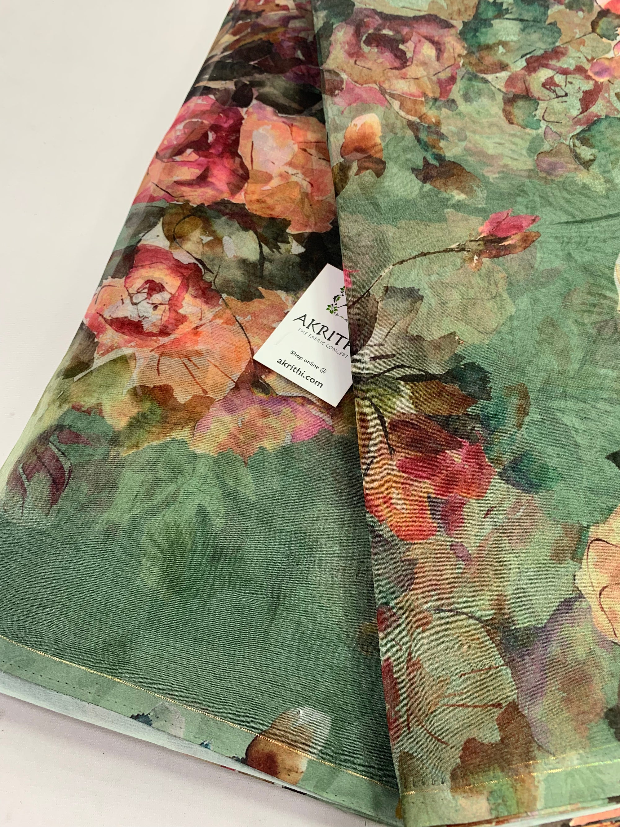 Digital floral Printed organza fabric