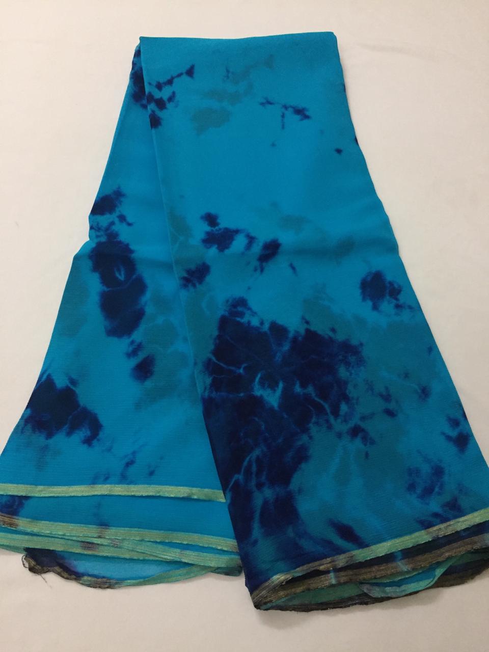 PURE CHIFFON SHIBORI TIE AND DYE SAREE