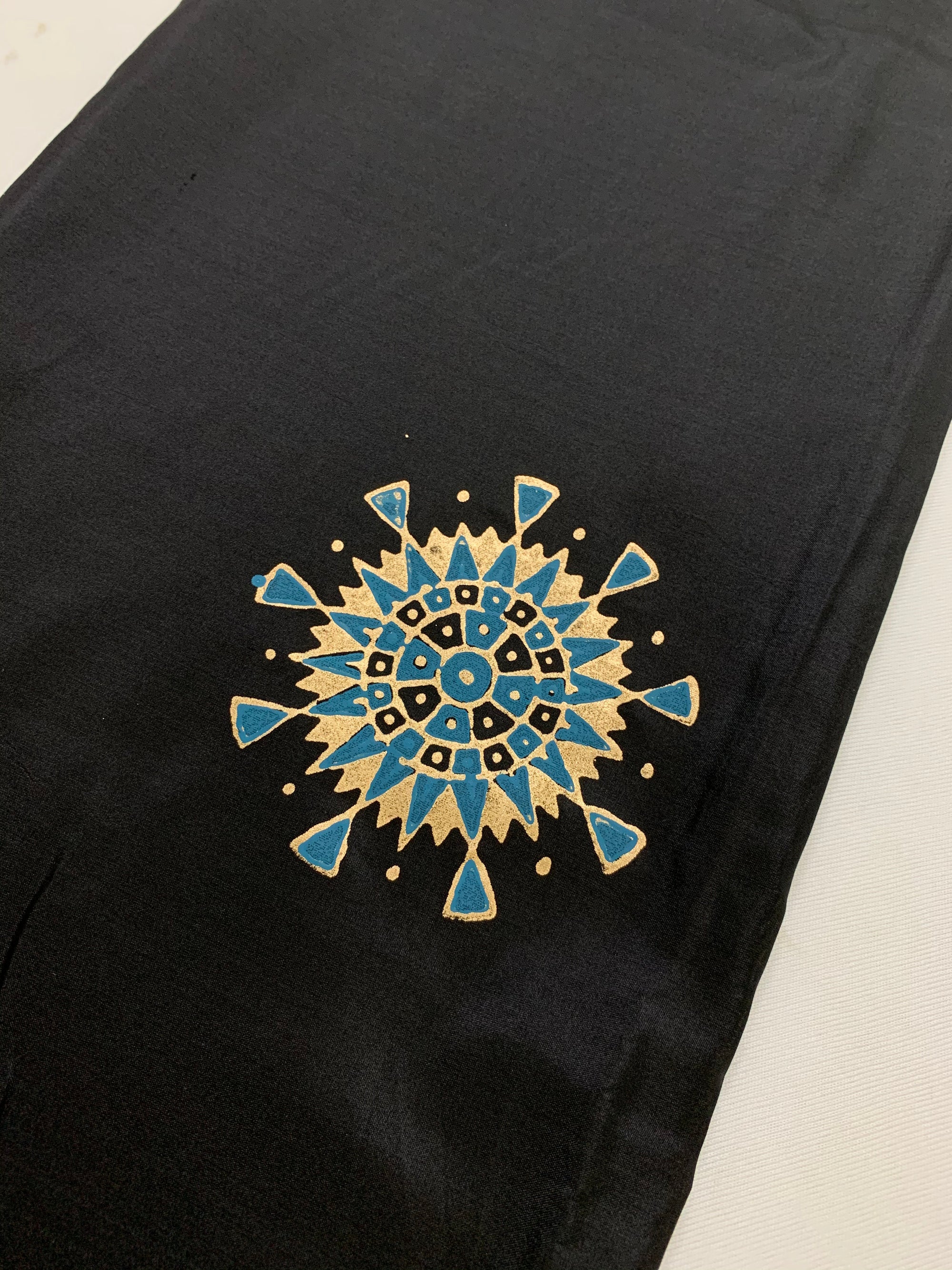 Block printed pure silk saree