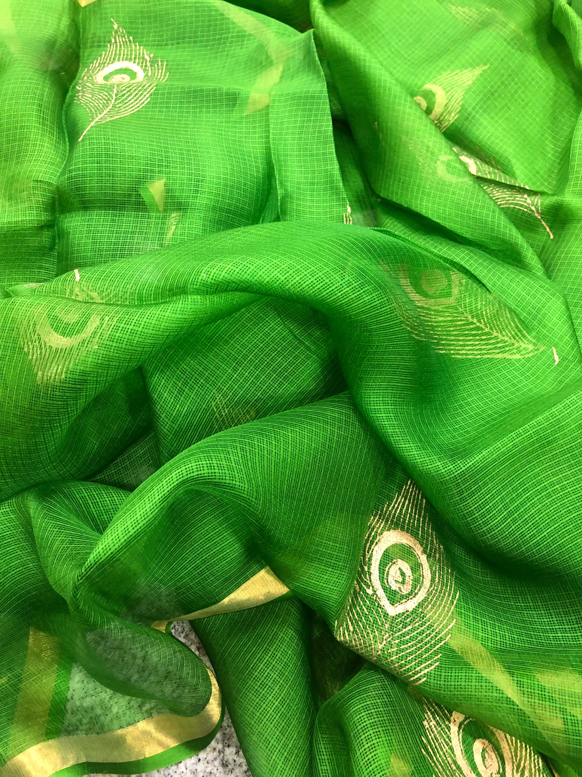 Block printed pure Kota silk kurta