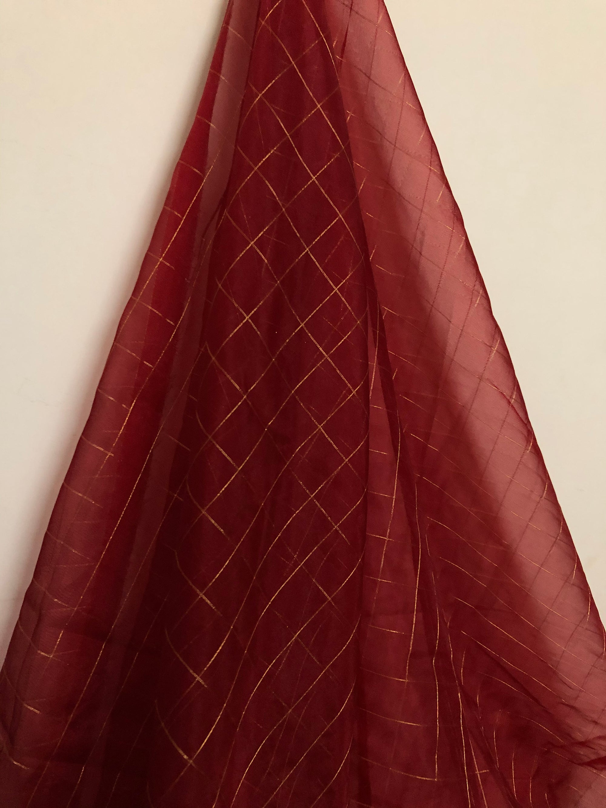 Zari checks organza fabric