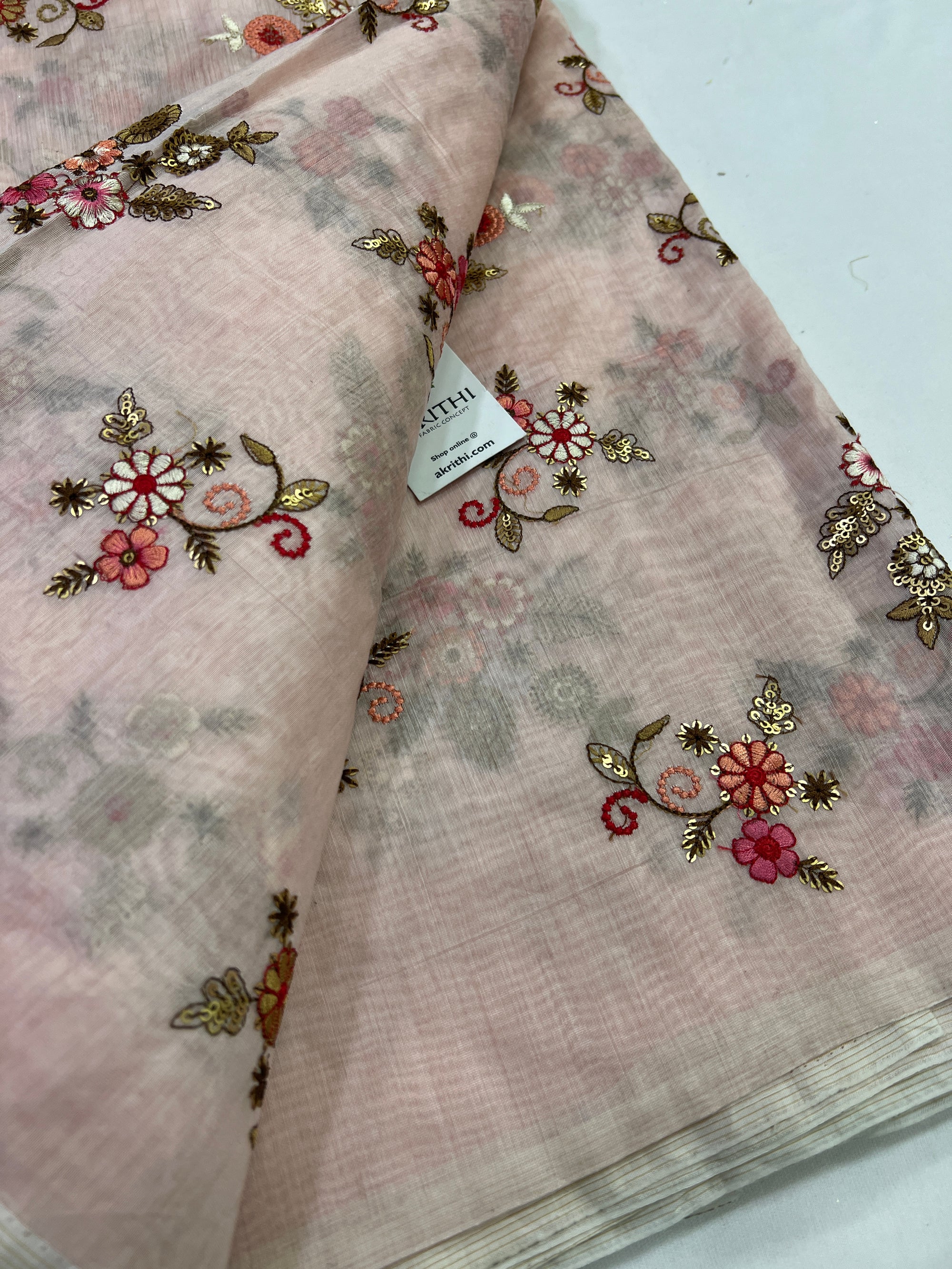 Embroidery on chanderi fabric