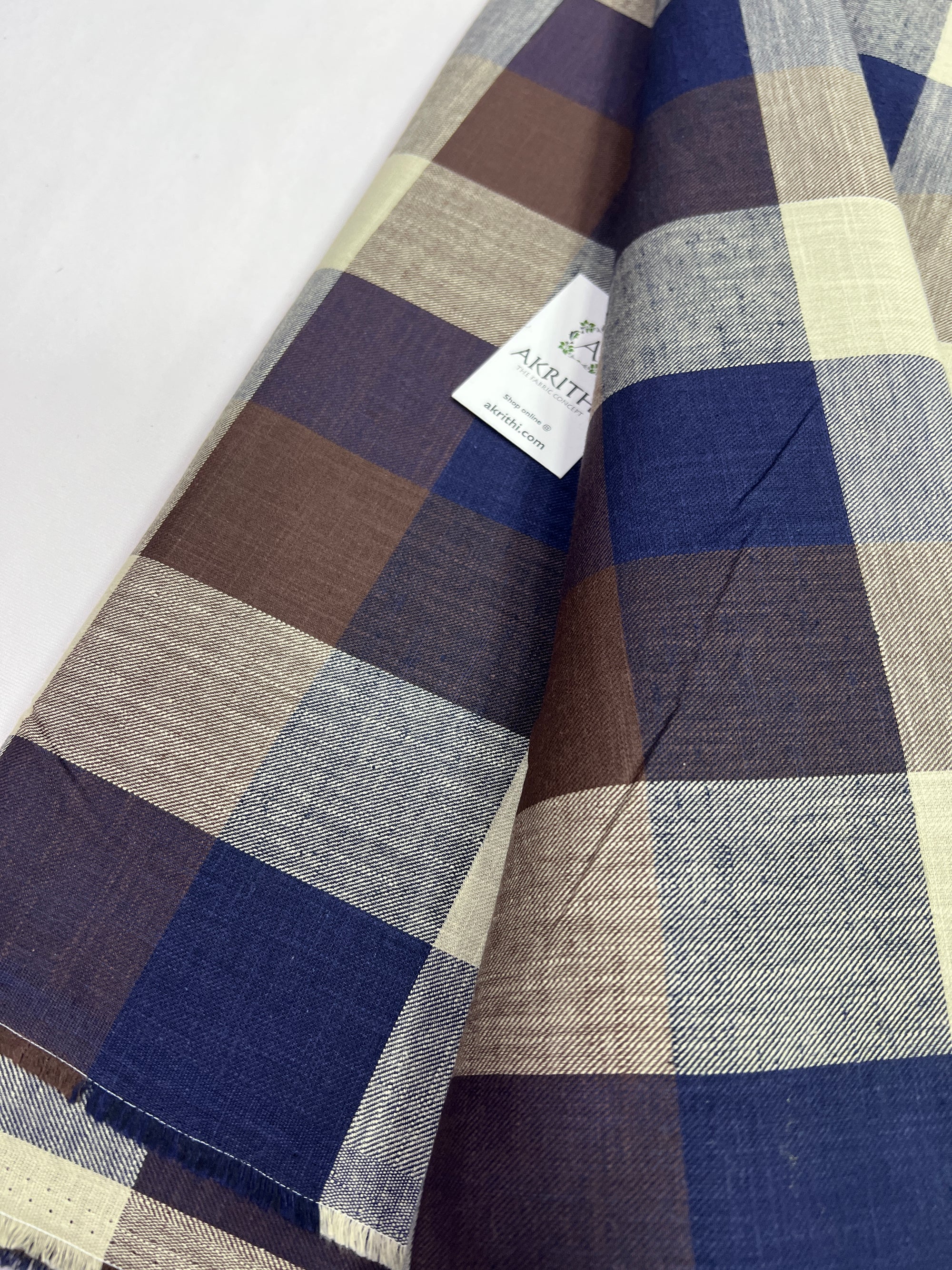 Woven check pure cotton fabric