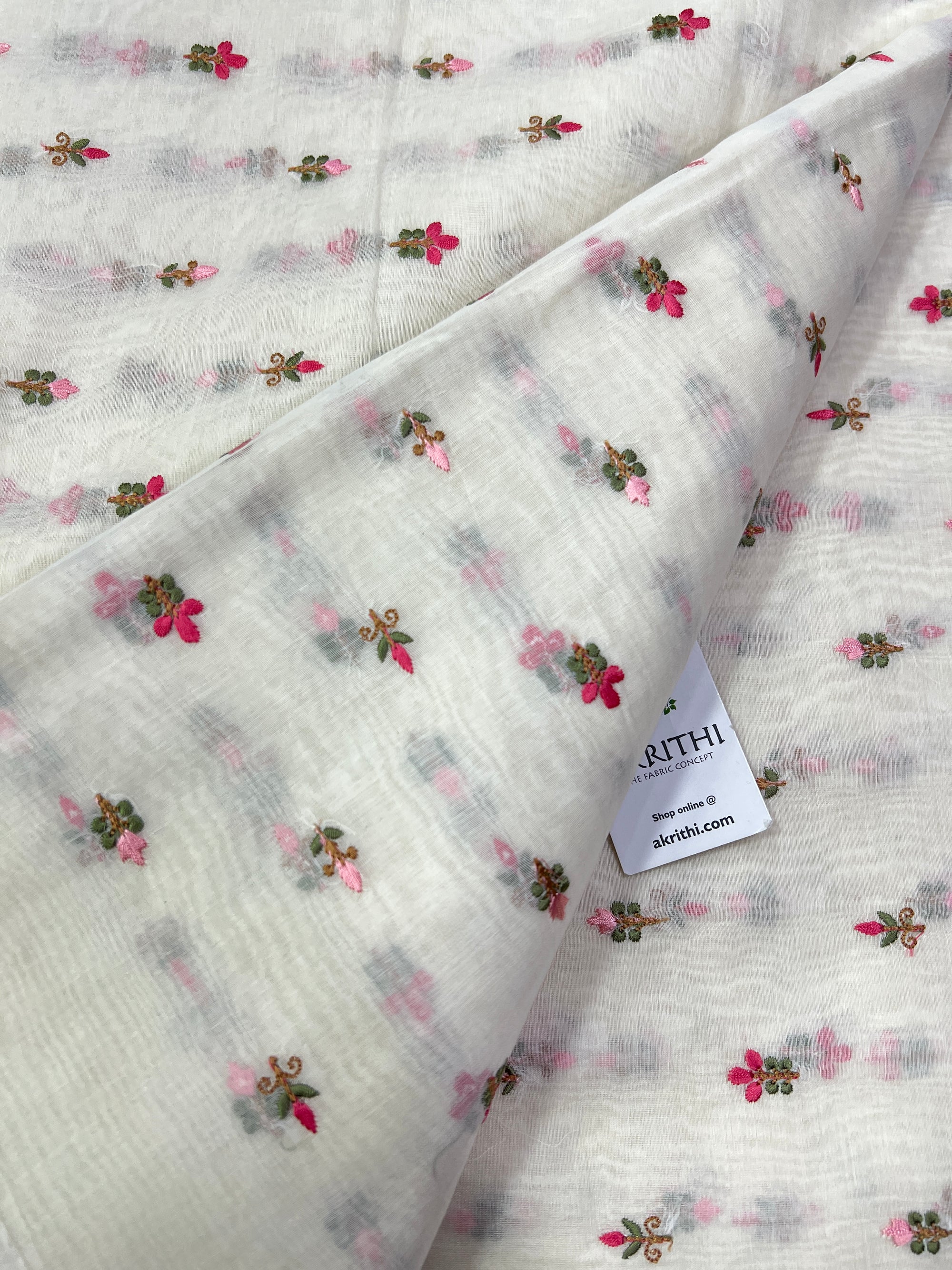 HANDLOOM MUL CHANDERI EMBROIDERED FABRIC