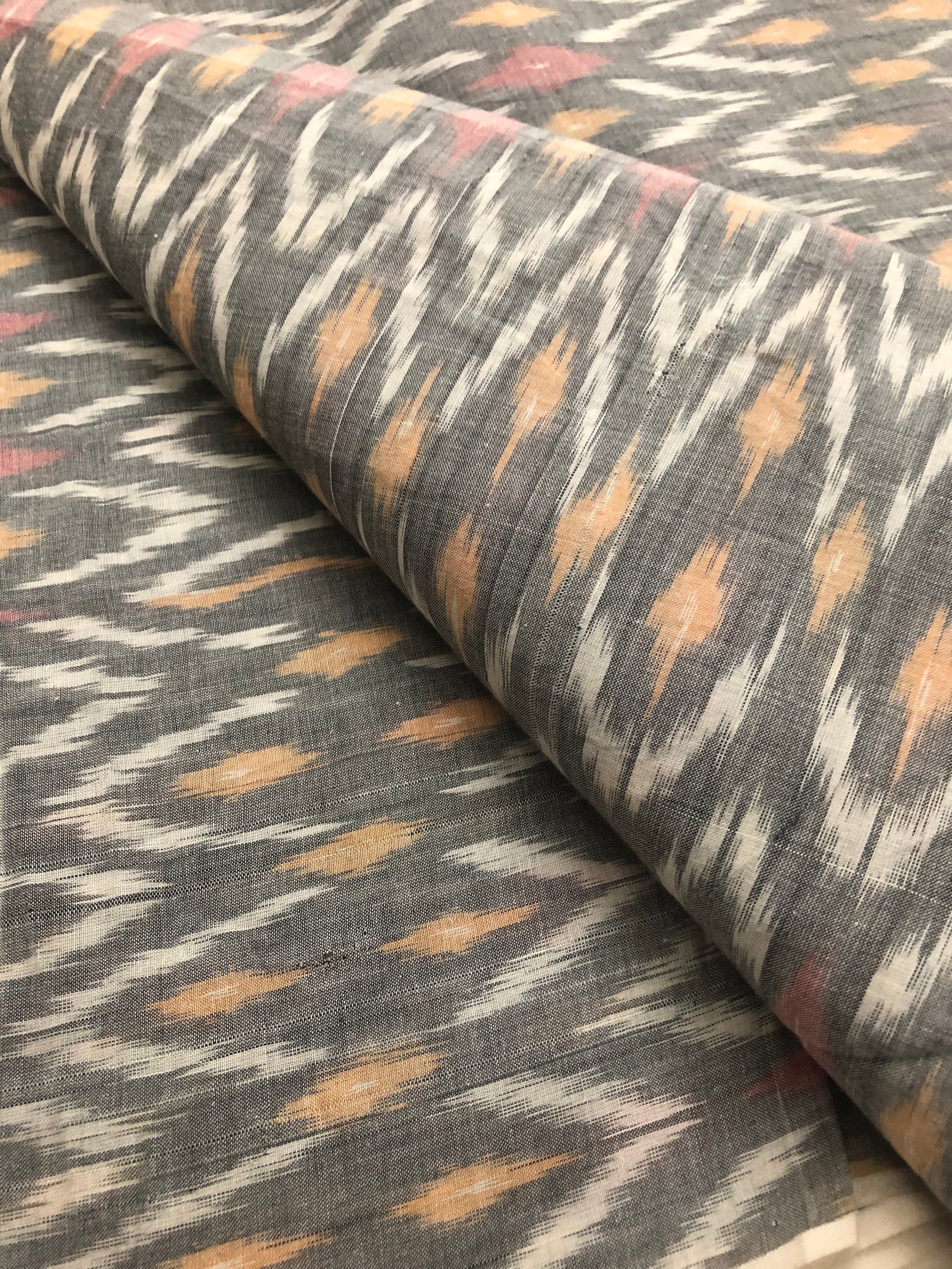 Ikat mercerised cotton fabric