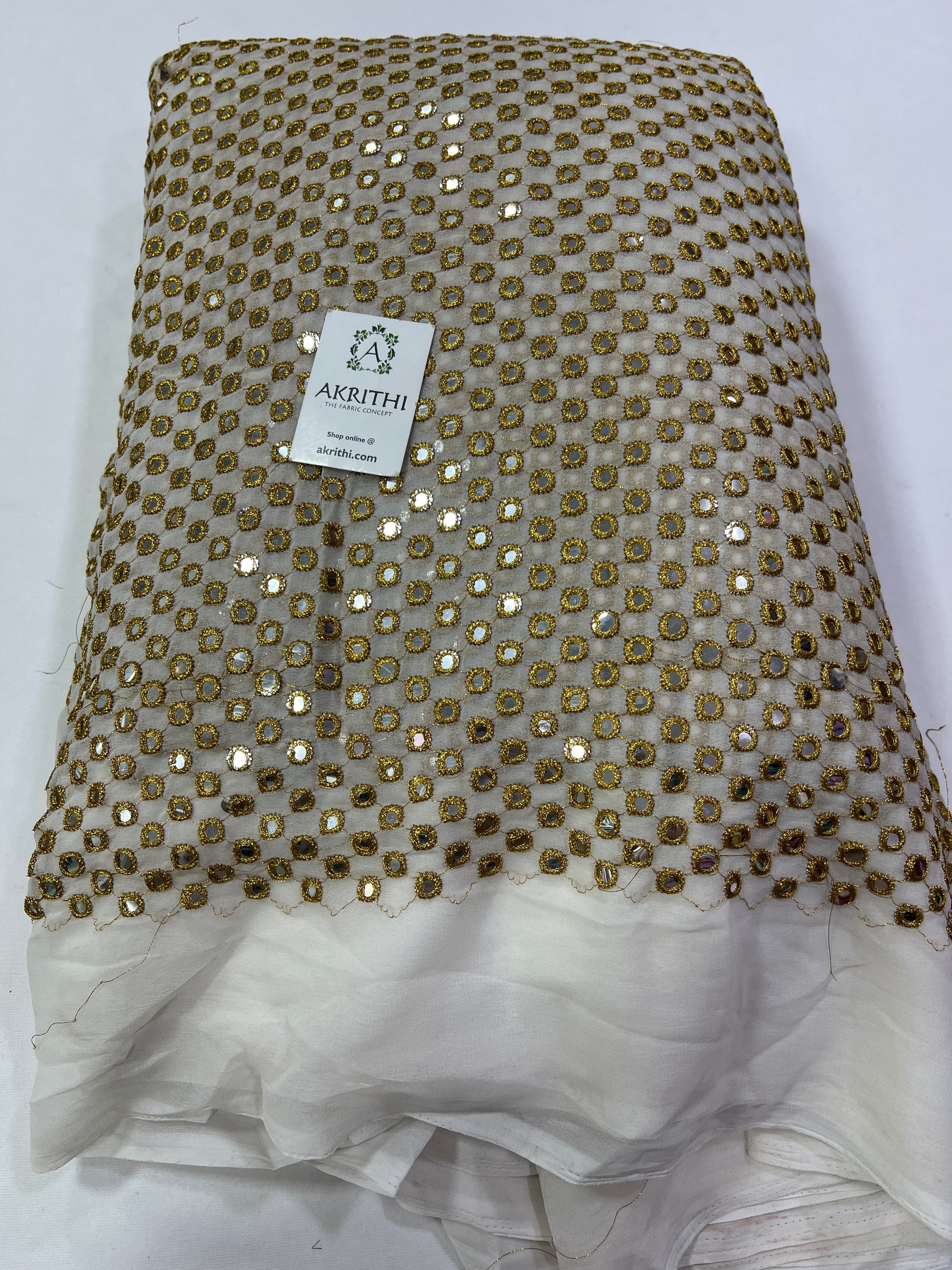 Mirror Embroidery on Georgette fabric