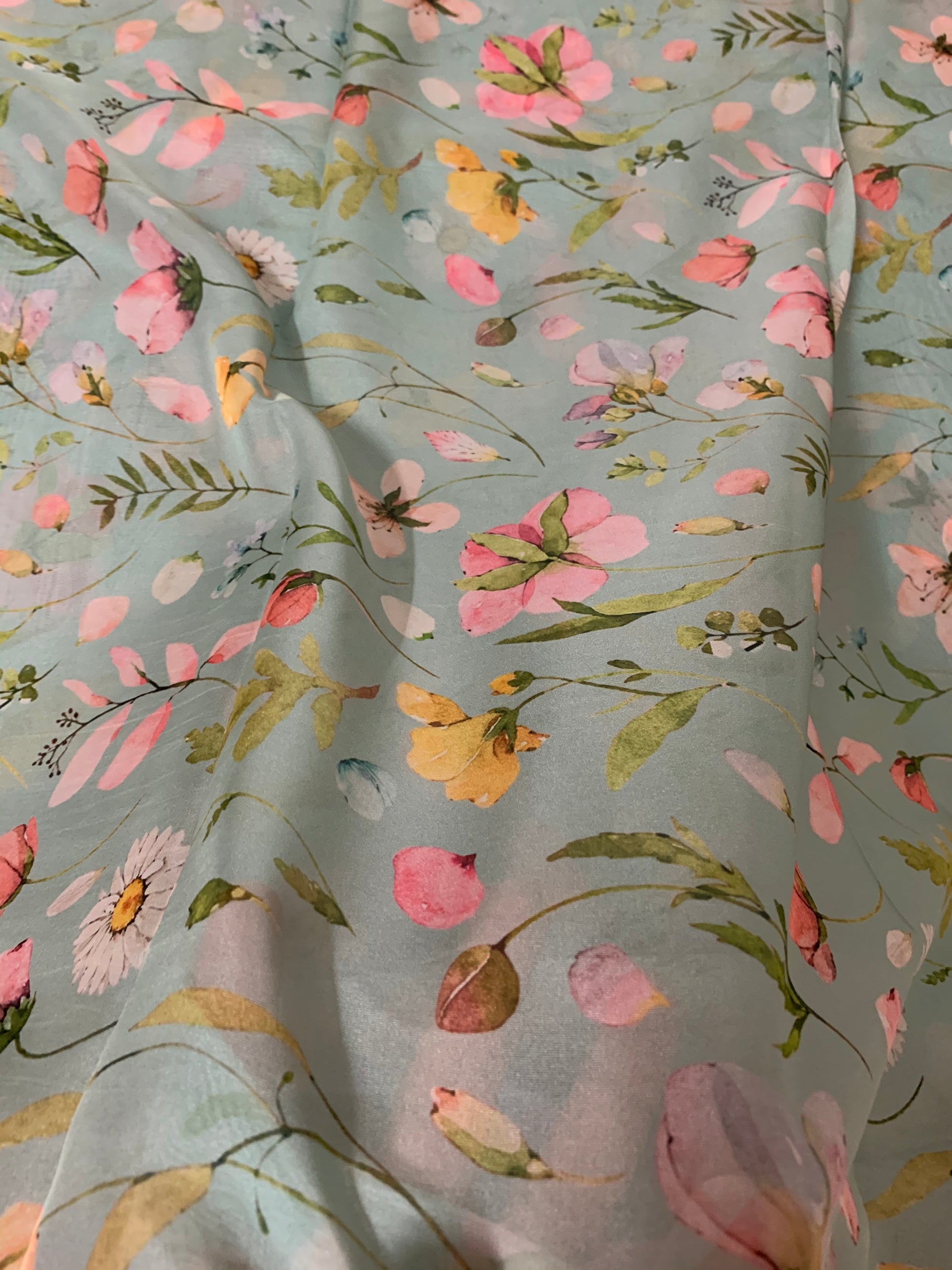 Digital floral Printed organza fabric