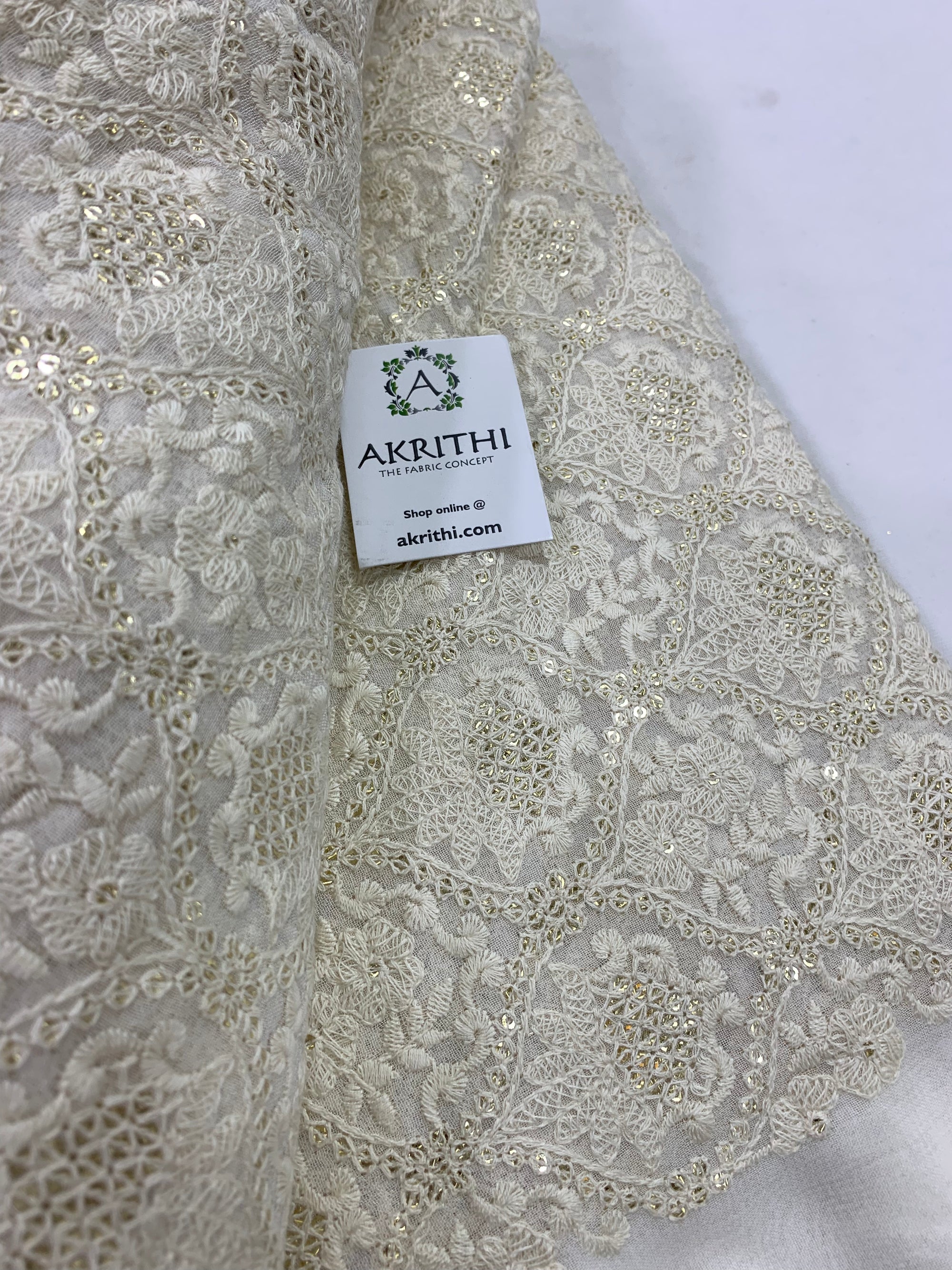 Embroidery on dyeable pure georgette fabric