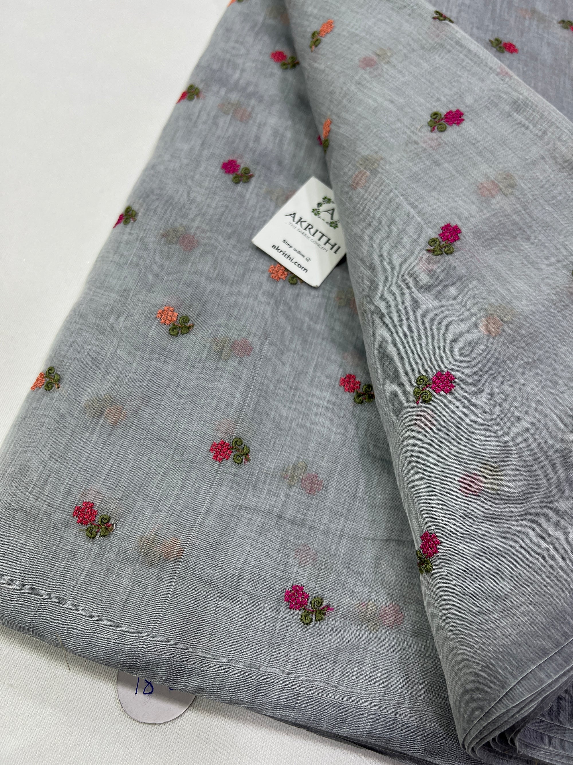 HANDLOOM MUL CHANDERI EMBROIDERED FABRIC