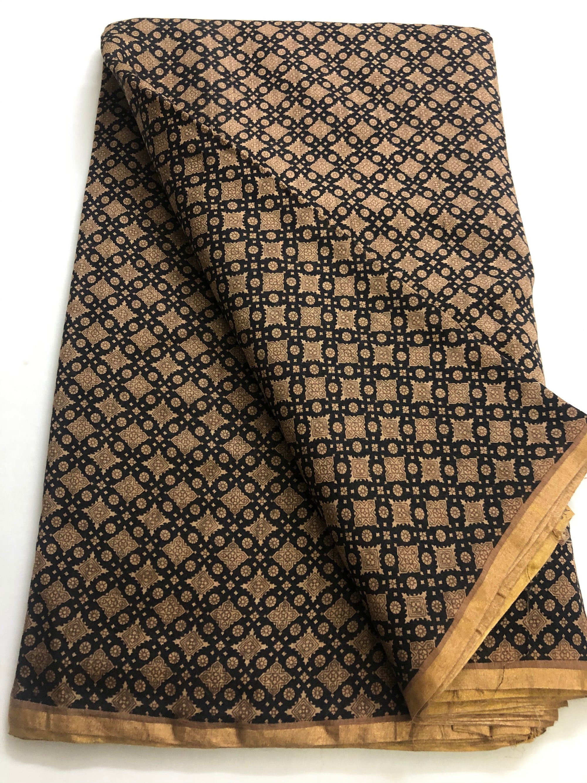 Printed handloom pure munga silk fabric