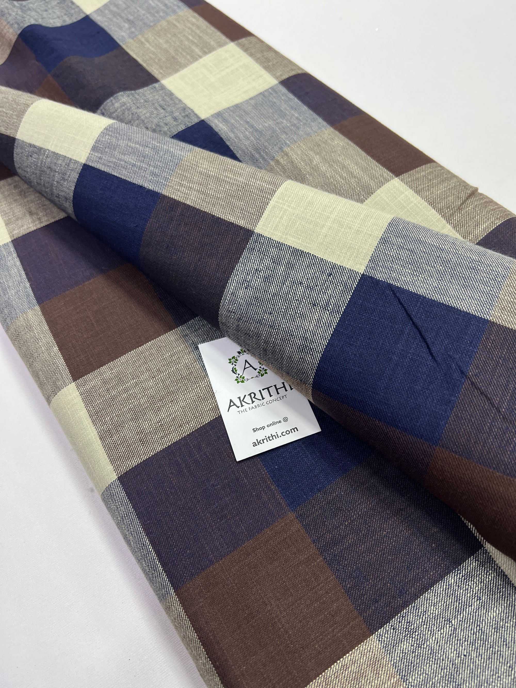Woven check pure cotton fabric