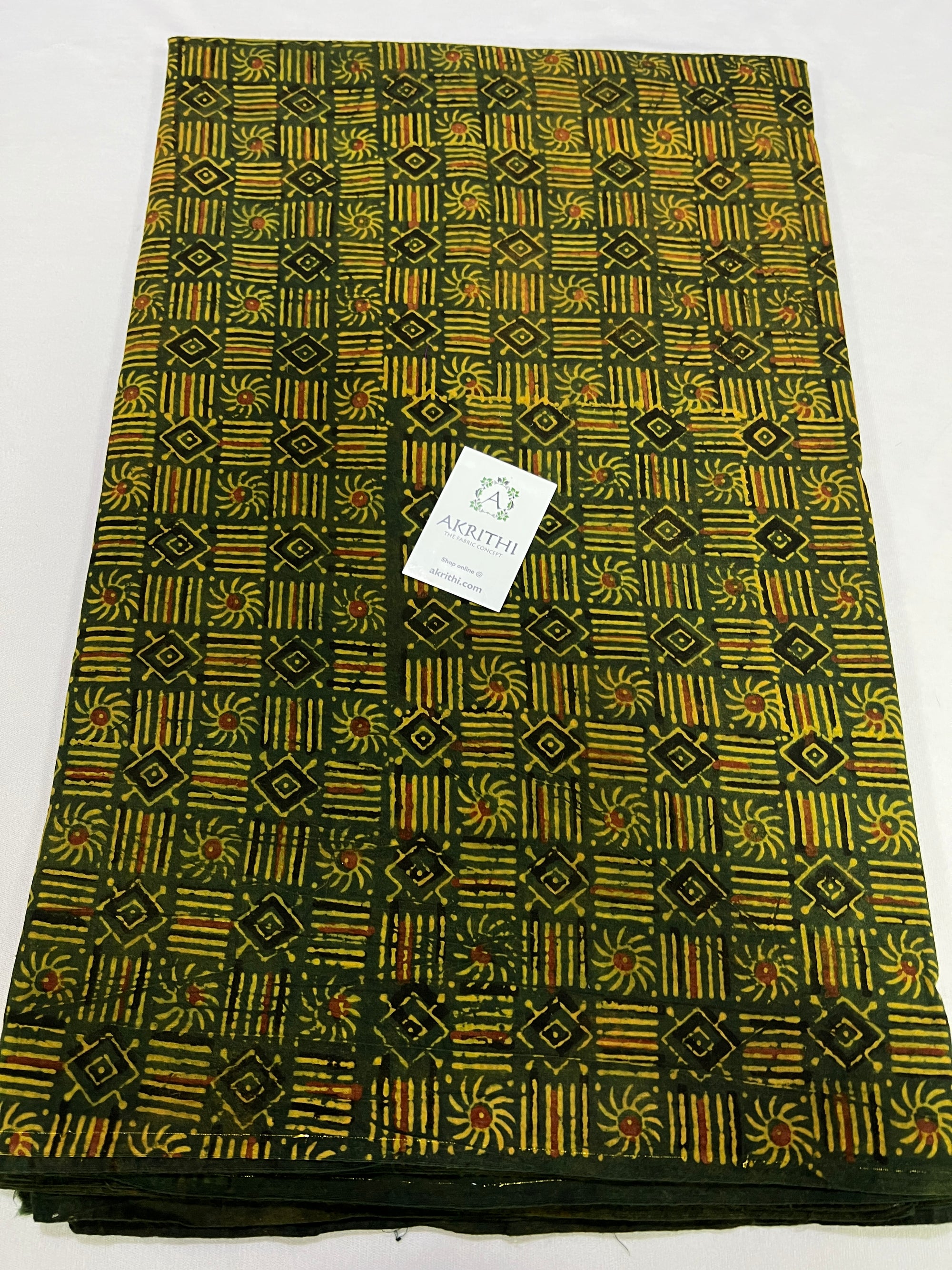 Hand block Printed ajrakh pure cotton fabric