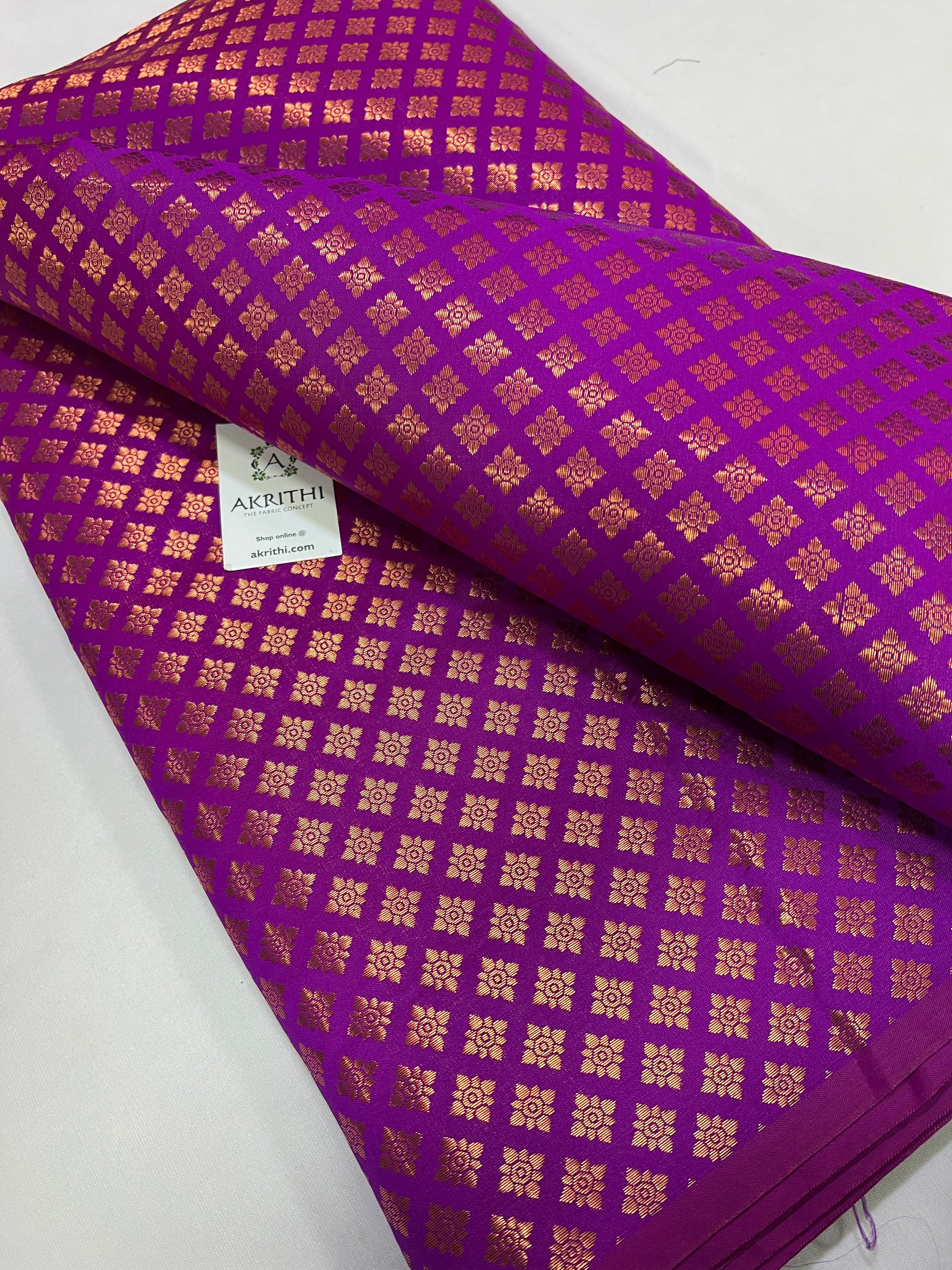 Banarasi brocade fabric with copper zari
