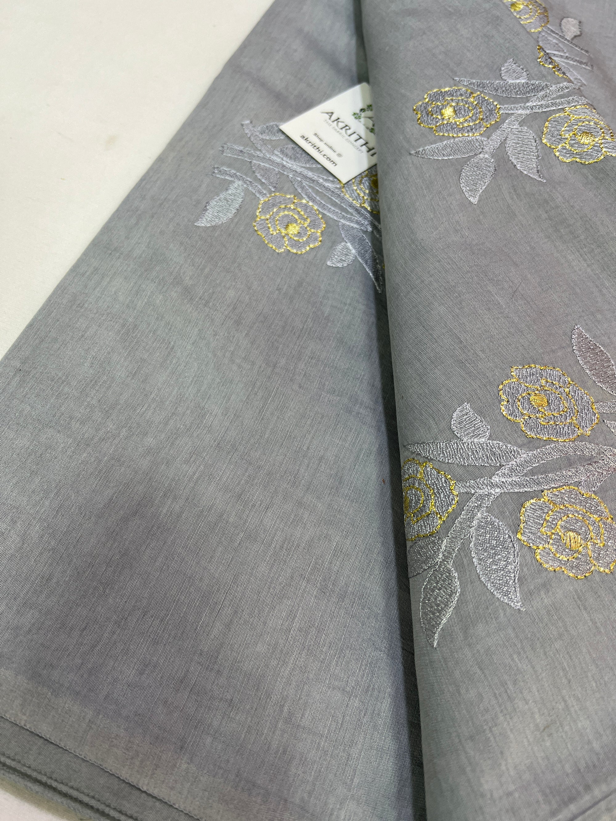Chanderi embroidered fabric