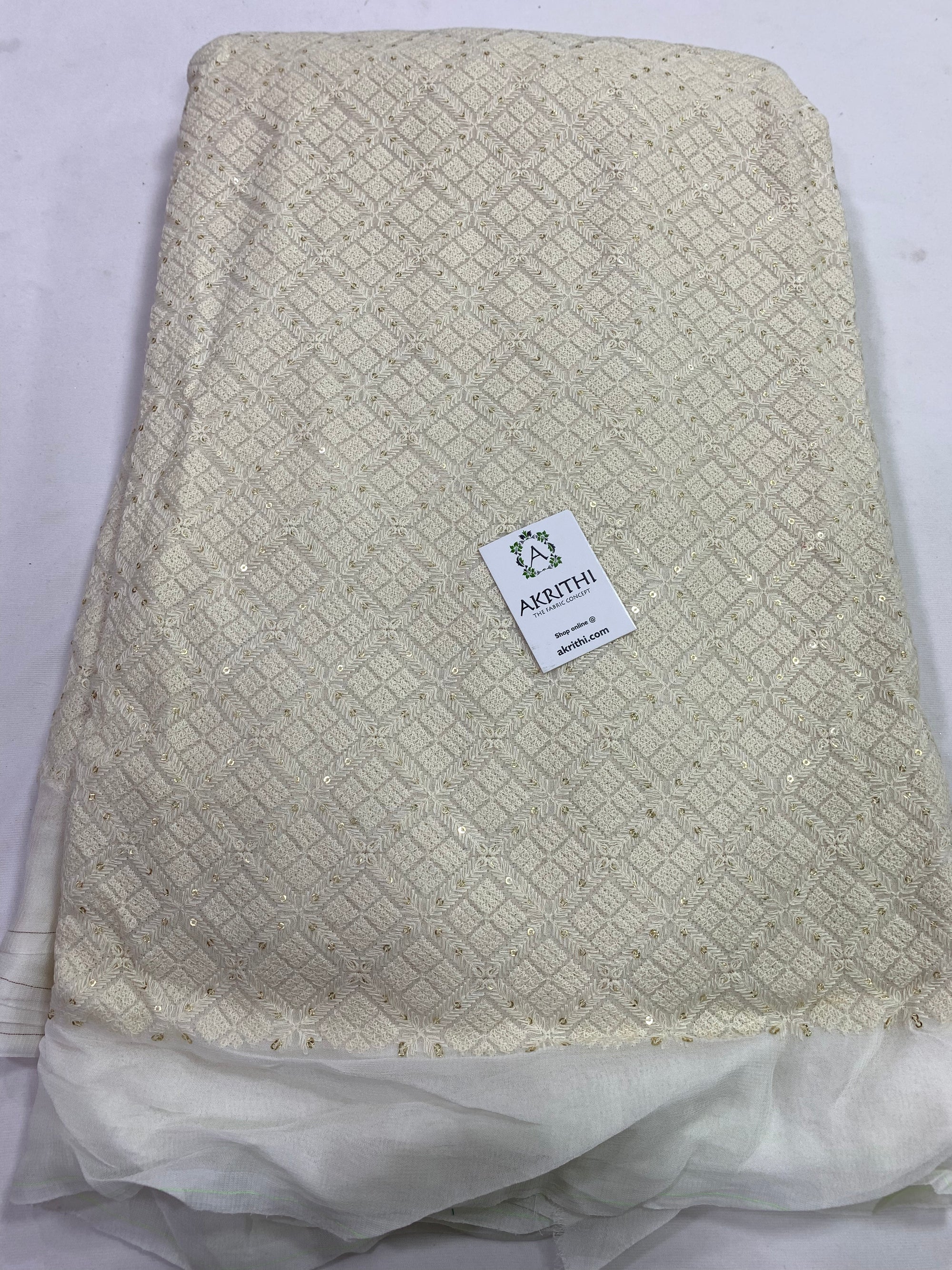 Embroidery on dyeable pure georgette fabric