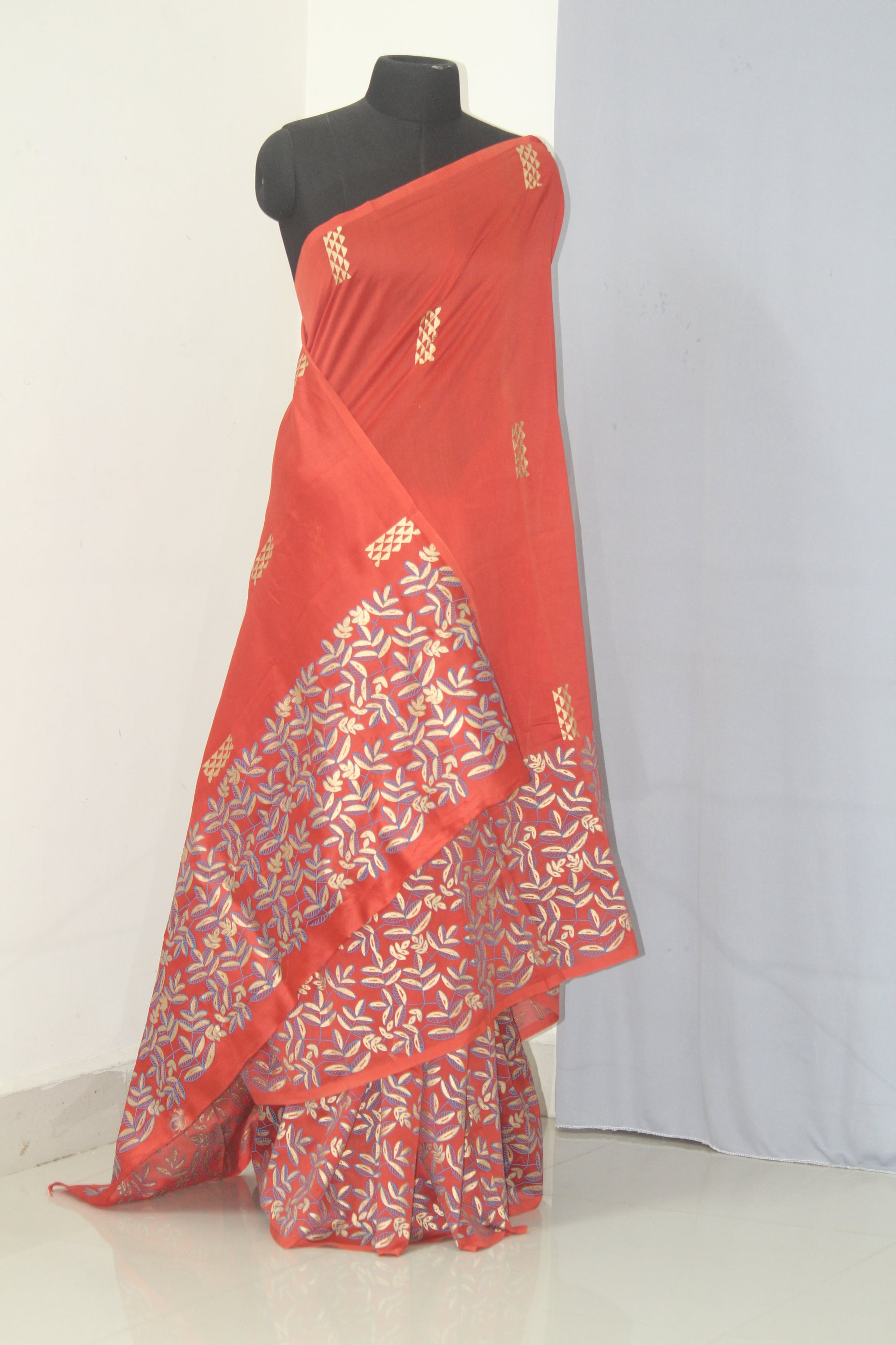 Block printed Pure chanderi saree