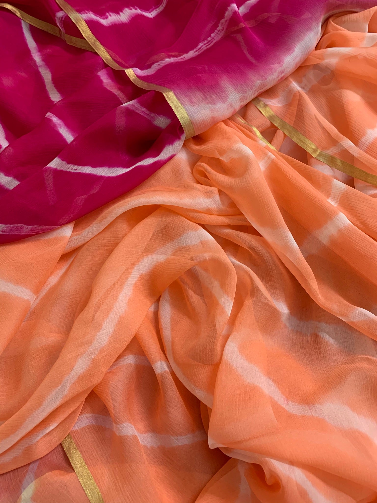 PURE CHIFFON LEHERIYA SAREE