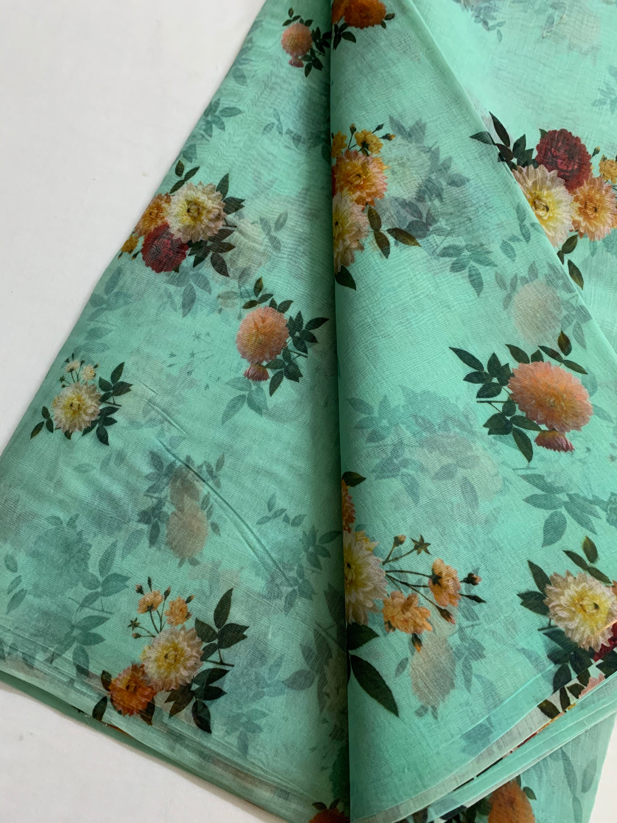 Floral Printed Pure silk cotton fabric