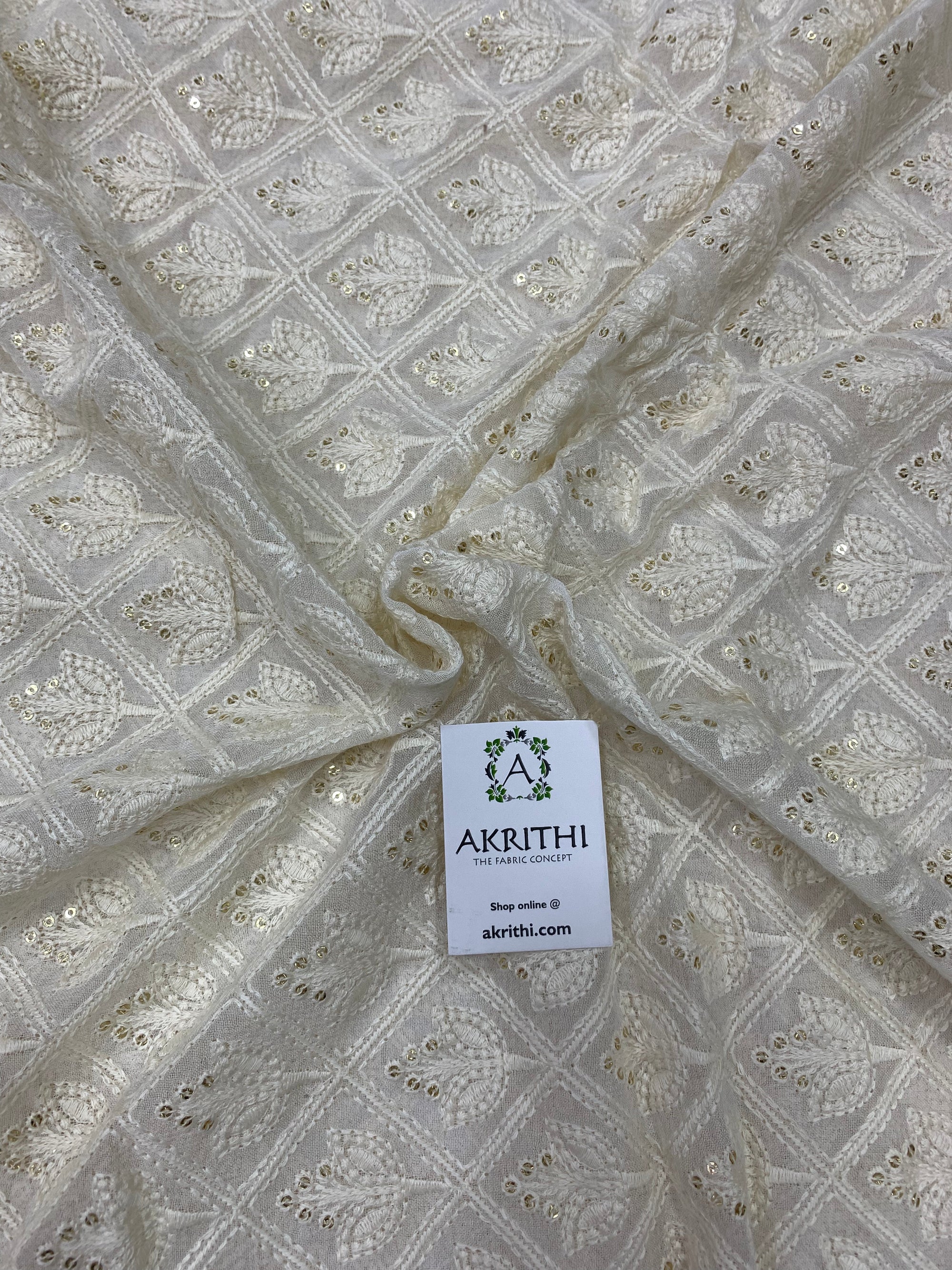 Embroidery on dyeable pure georgette fabric