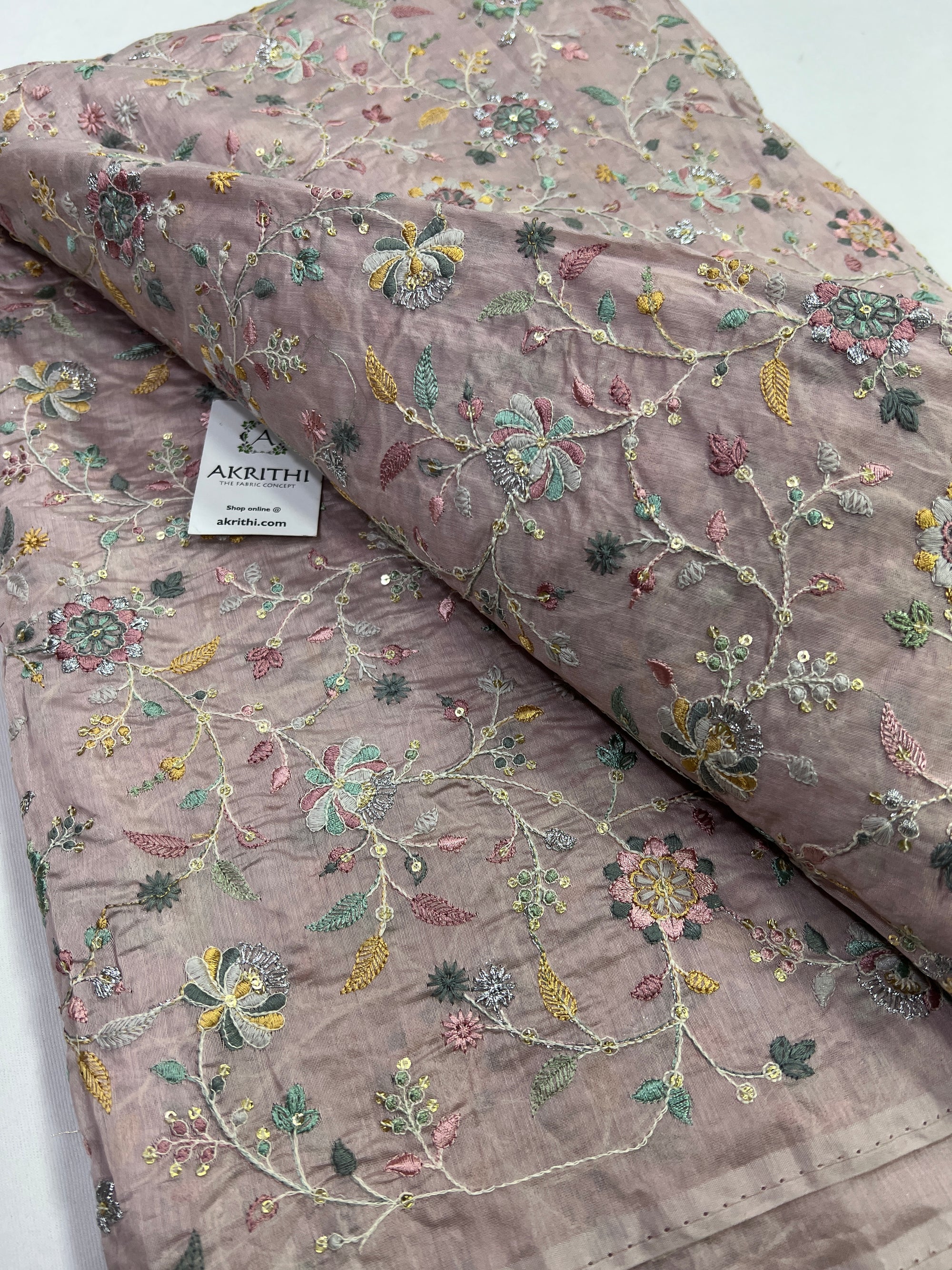 Embroidery on chanderi fabric