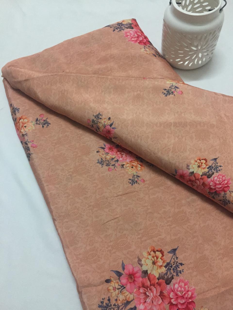 Digital floral printed crepe fabric
