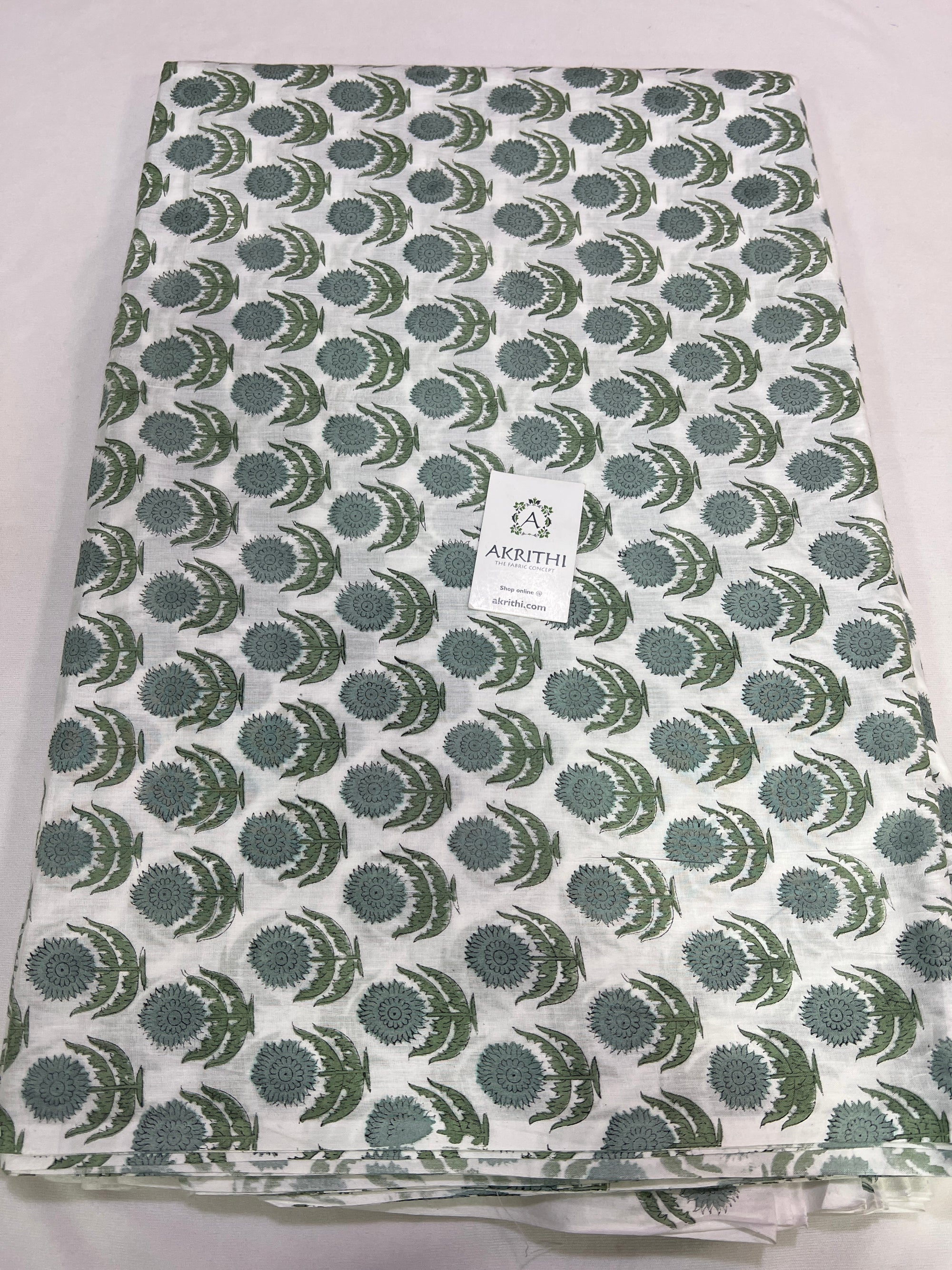 Hand block Printed pure mul cotton fabric