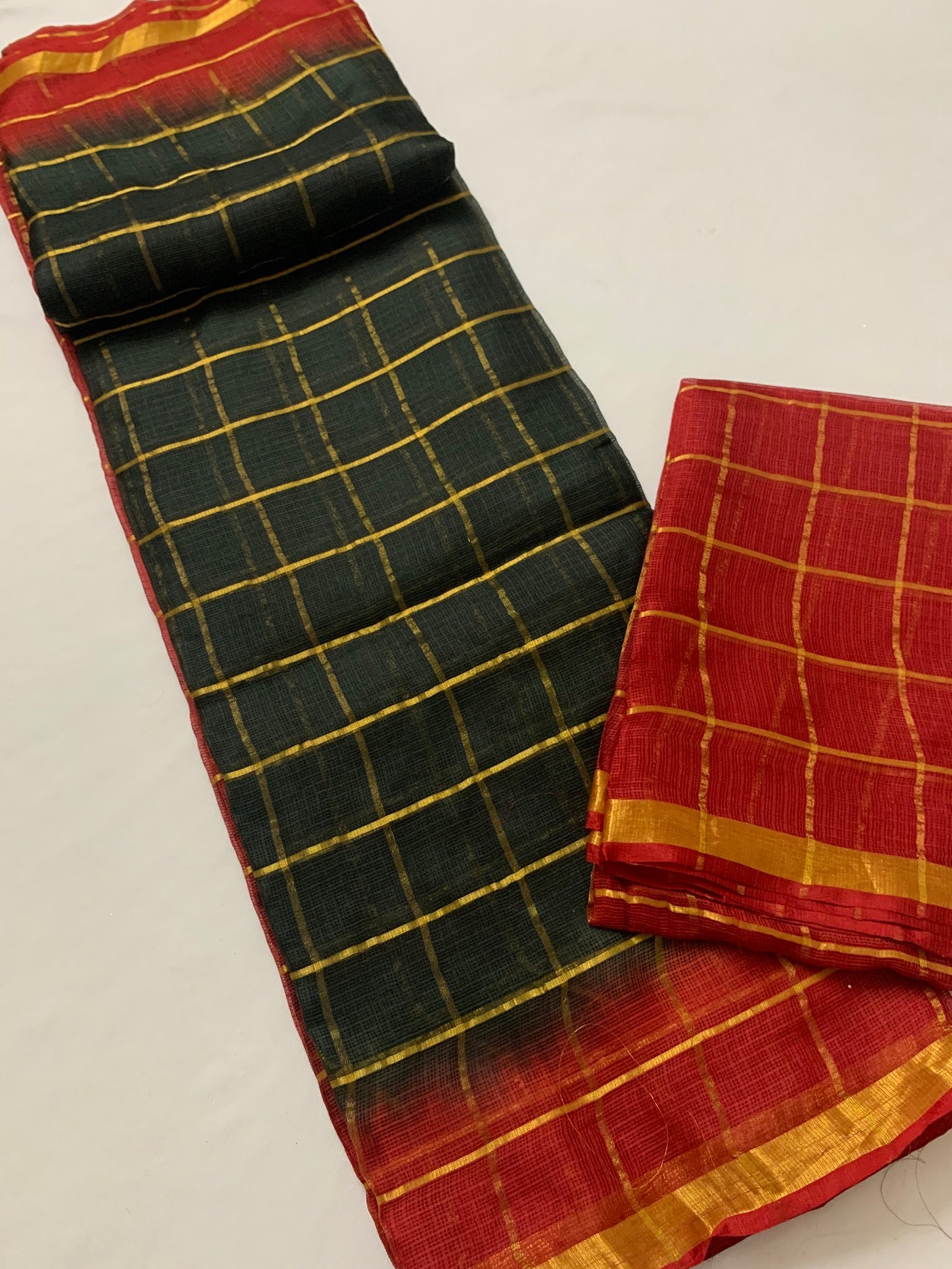 Pure kota silk saree with zari checks