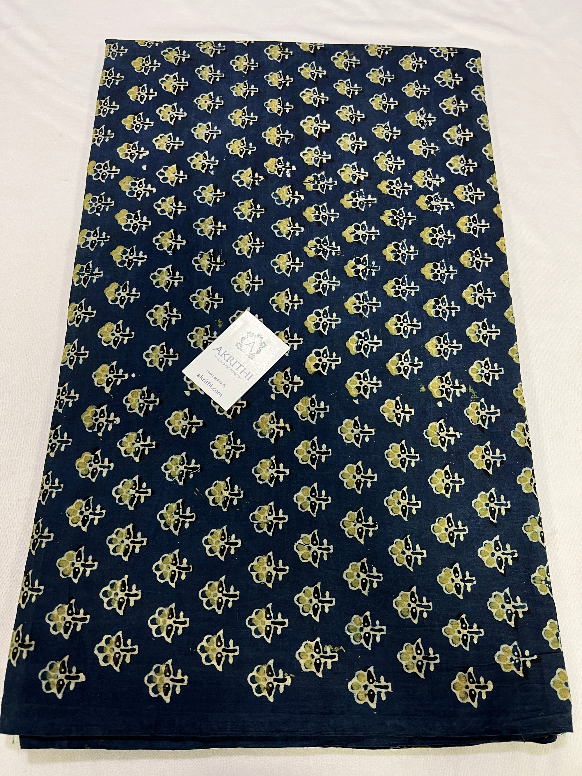 Hand block Printed ajrakh pure cotton fabric 1.35 CM CUT