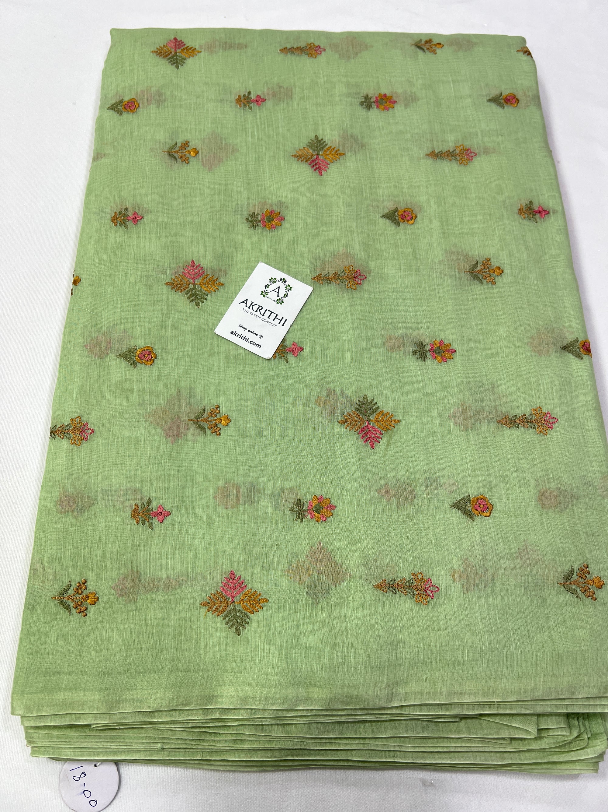 HANDLOOM MUL CHANDERI EMBROIDERED FABRIC
