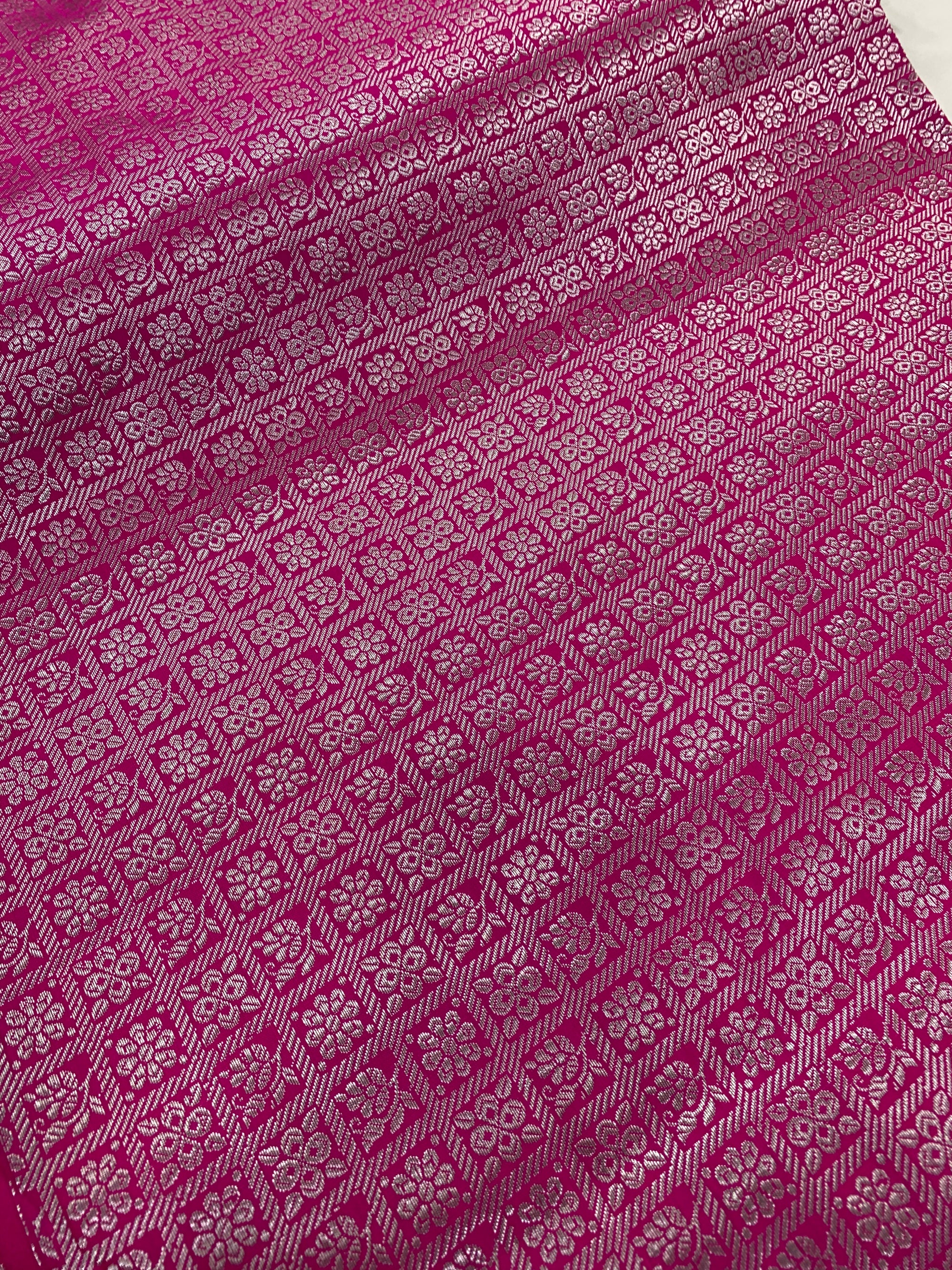 Banarasi brocade fabric with silver zari
