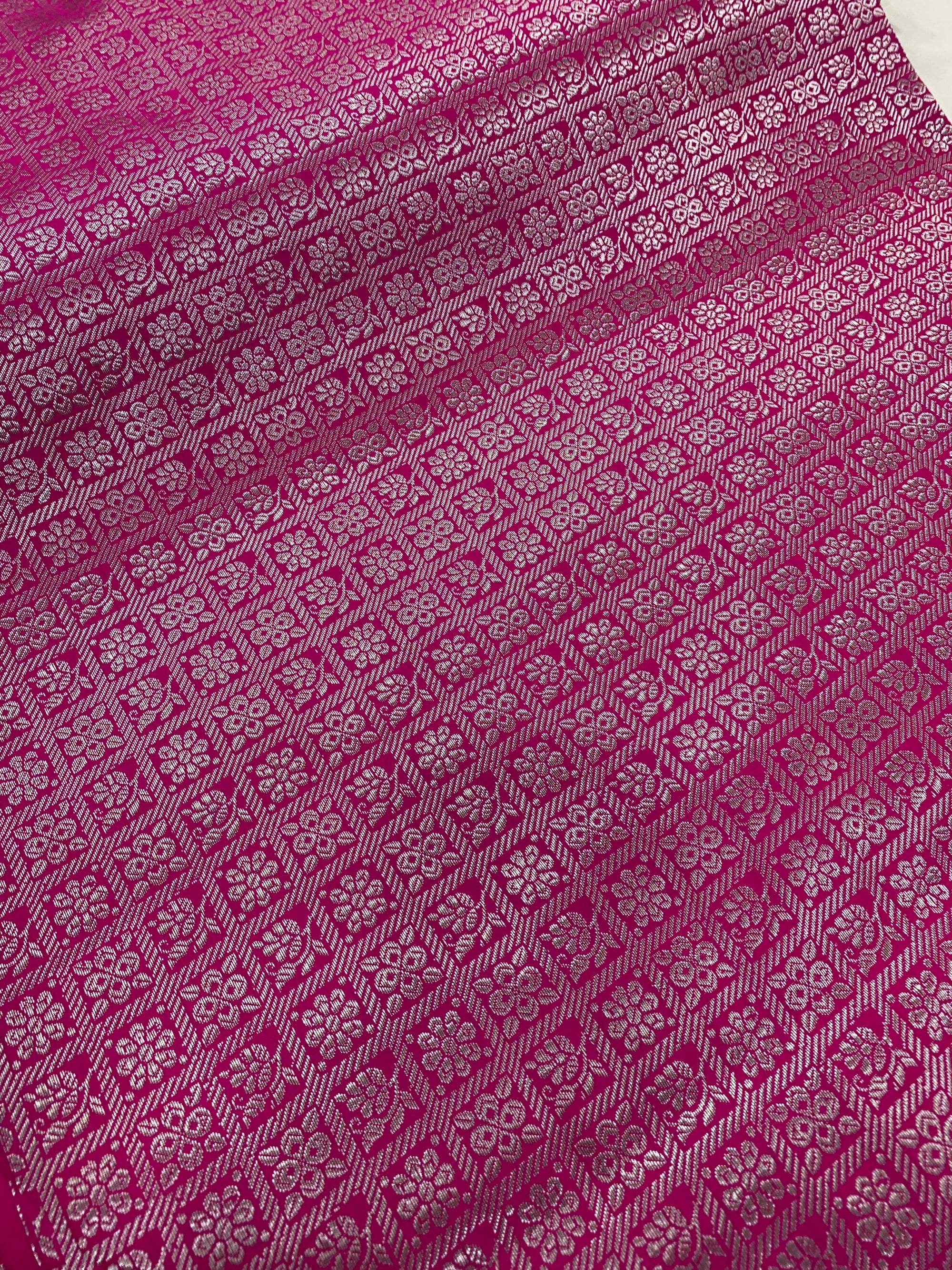 Banarasi brocade fabric with silver zari 40 cms cut