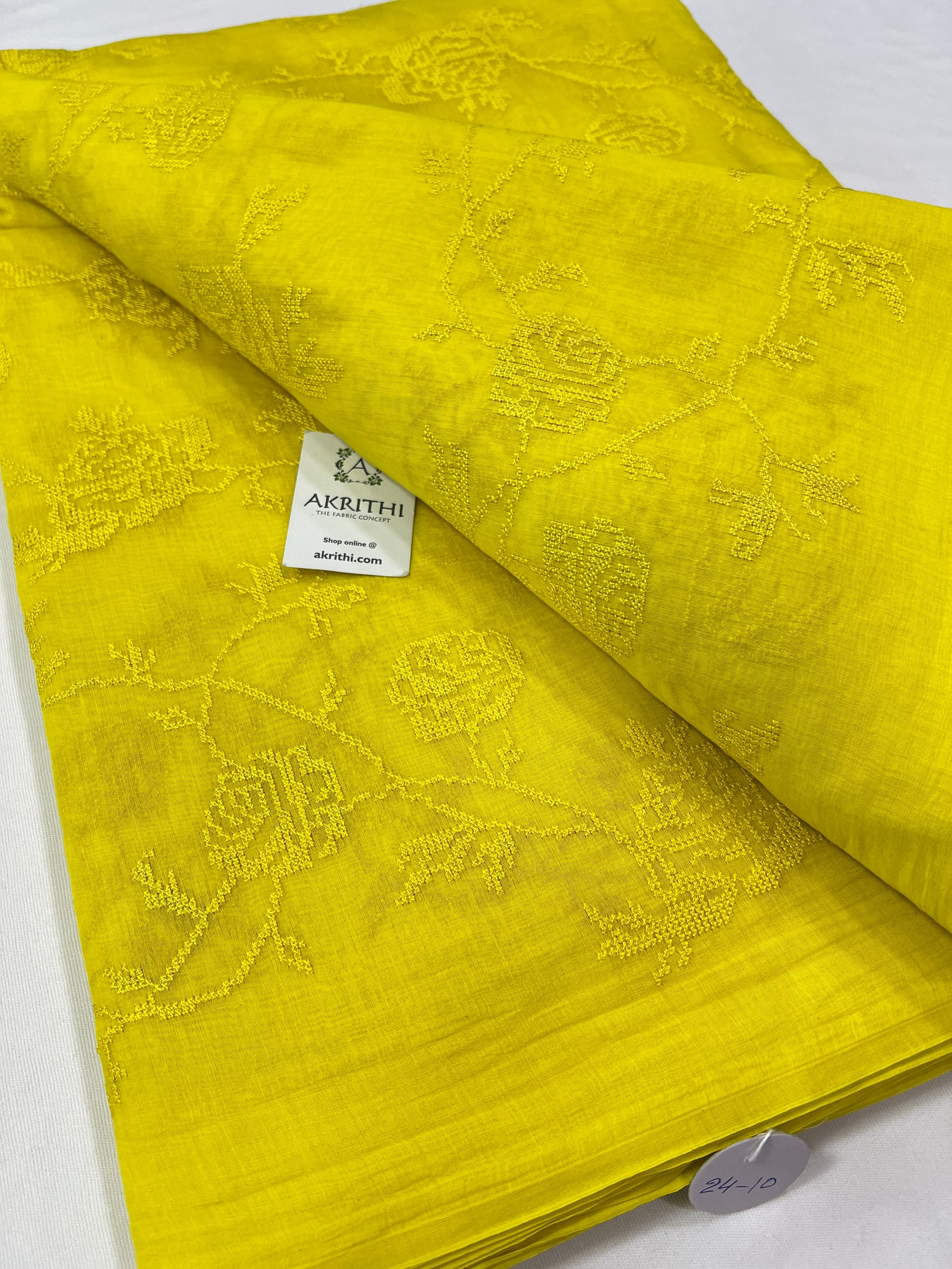 HANDLOOM MUL CHANDERI EMBROIDERED FABRIC