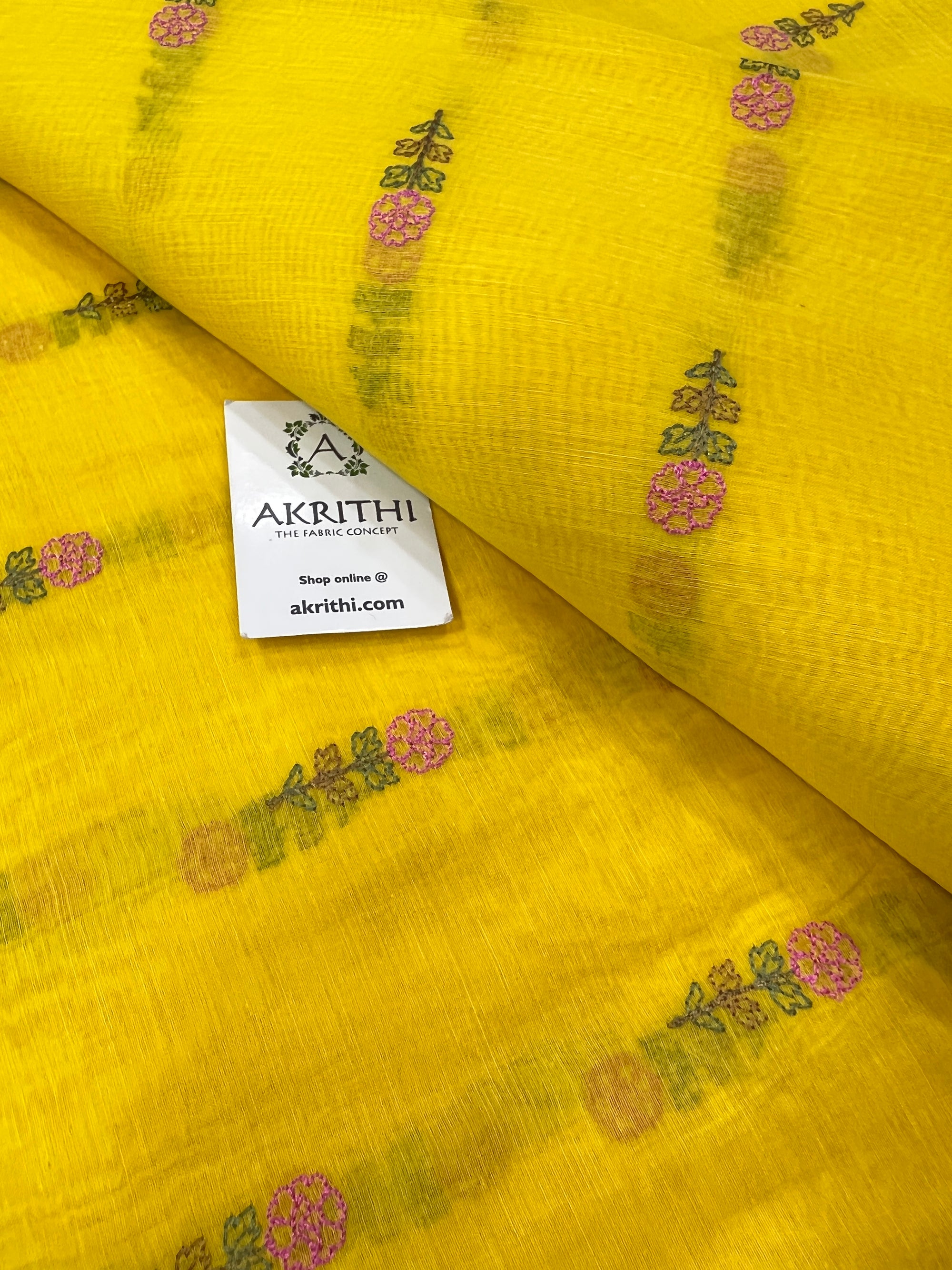 HANDLOOM MUL CHANDERI EMBROIDERED FABRIC