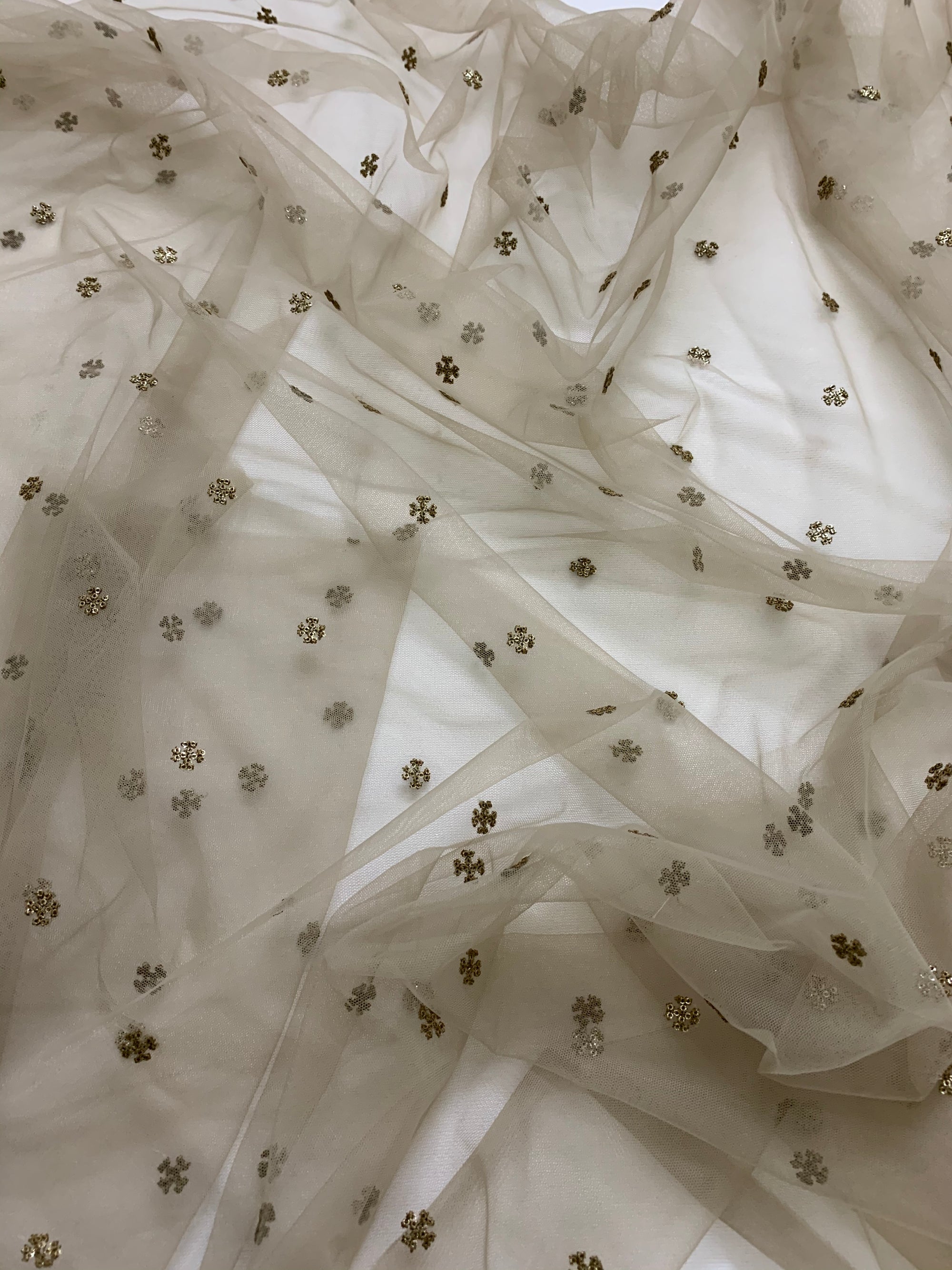 Embroidery on net fabric 1.2 metres cut