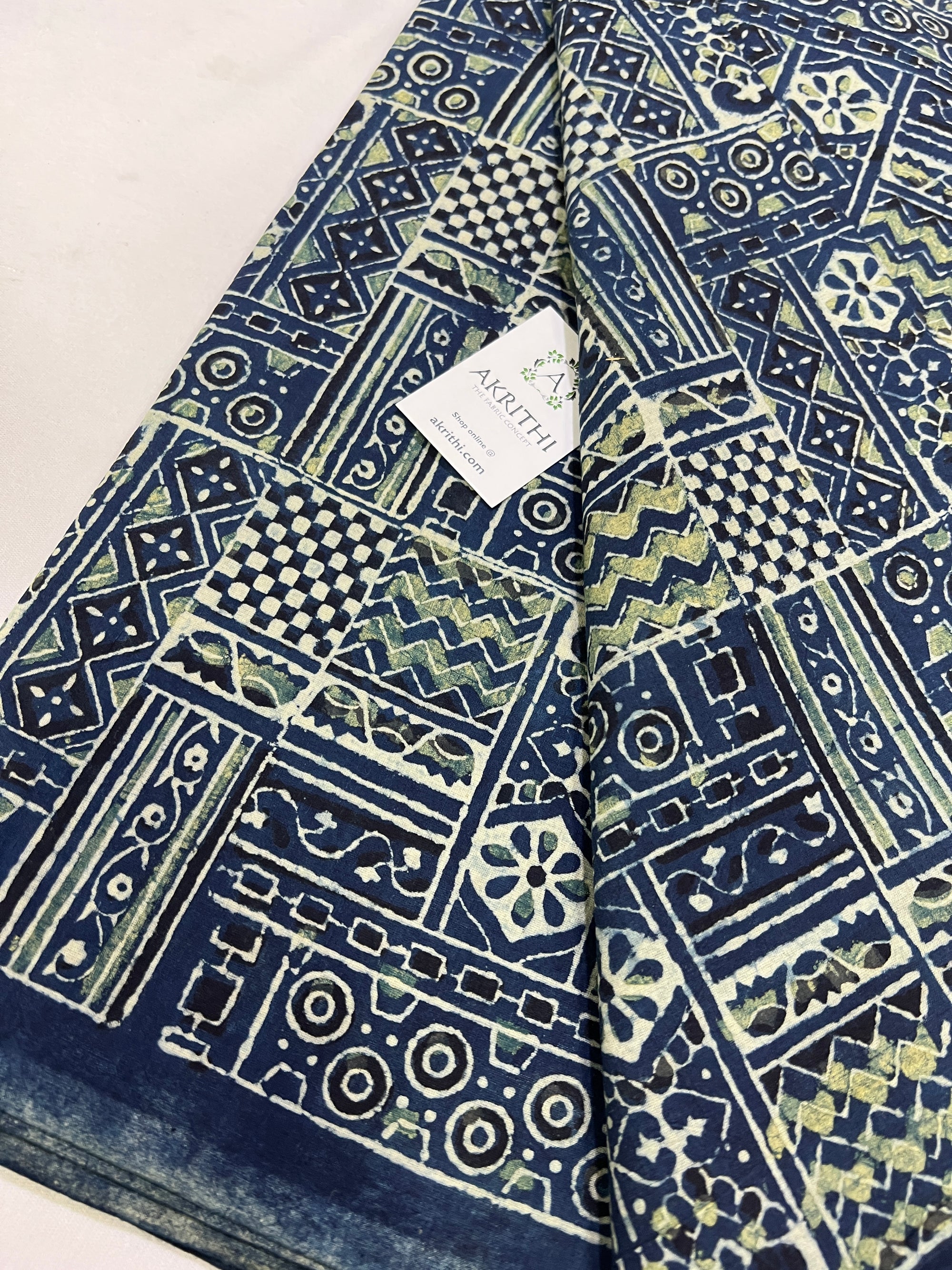 Hand block Printed ajrakh pure cotton fabric