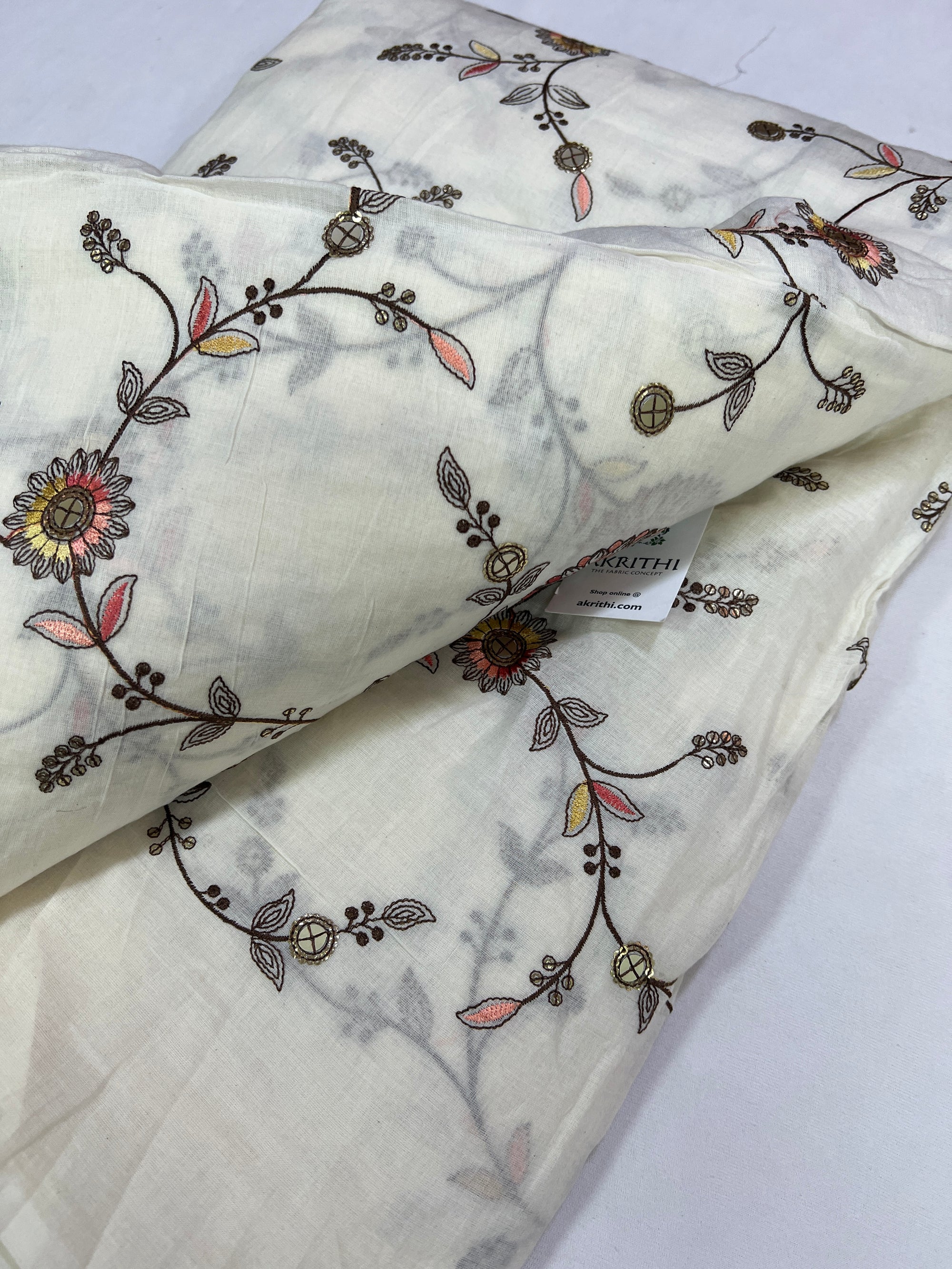 Pure cotton embroidered fabric