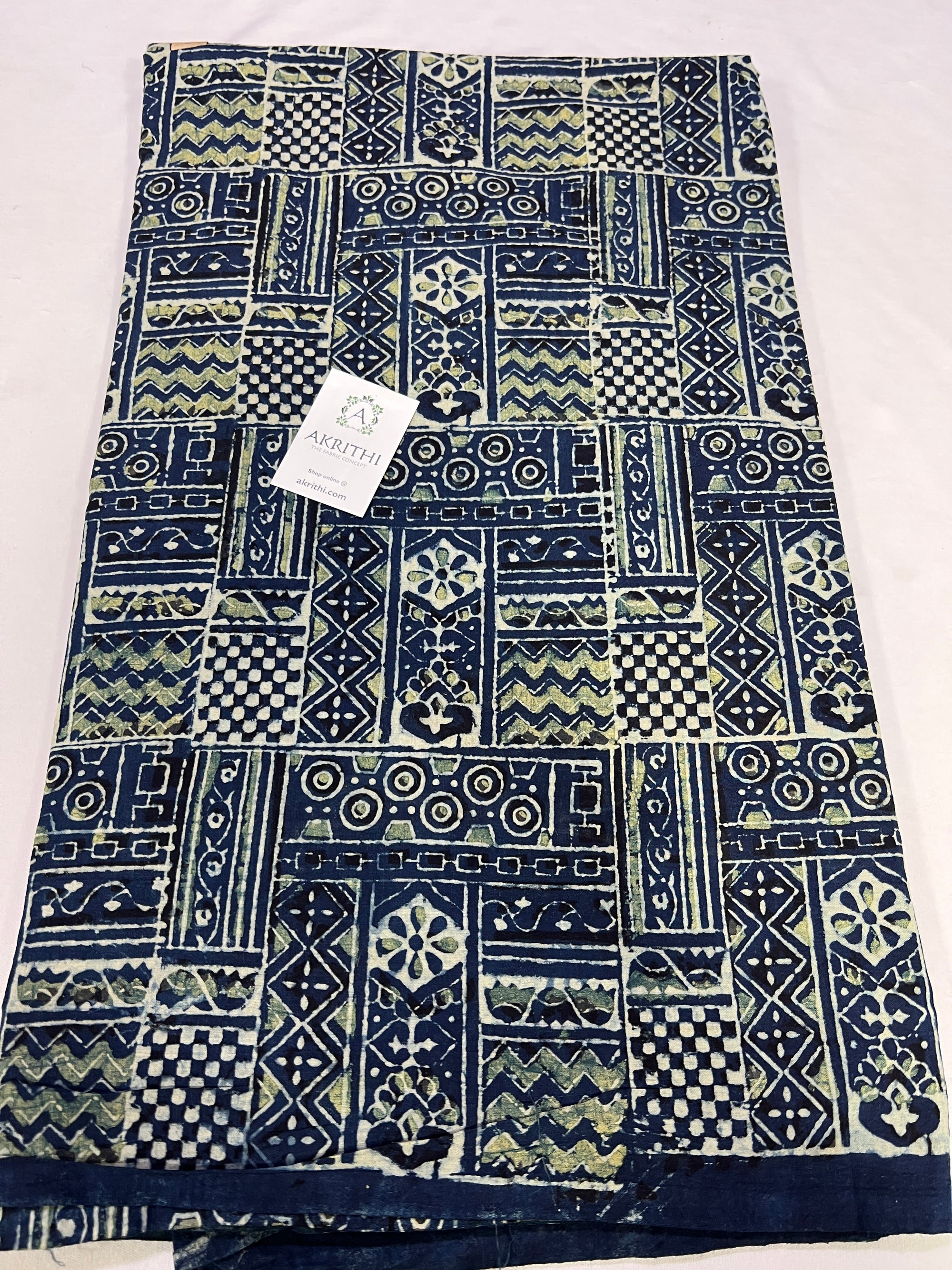 Hand block Printed ajrakh pure cotton fabric
