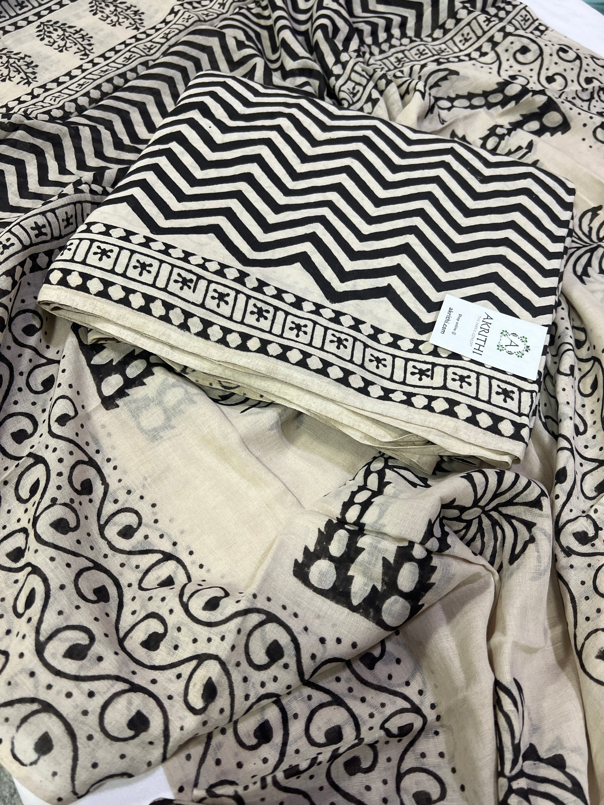 Hand block printed pure cotton salwar suit with dupatta