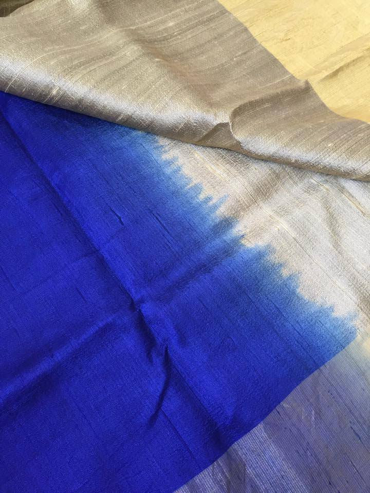 PURE RAW SILK DOUBLE SHADED SAREE WITH ZARI BORDER