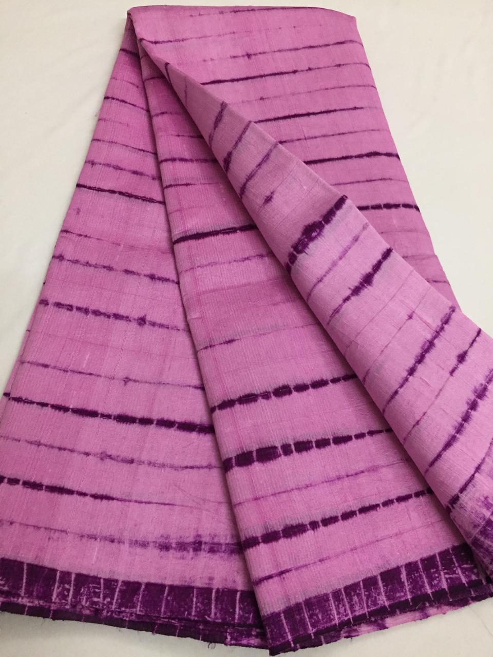 Tie and dye pure raw silk saree