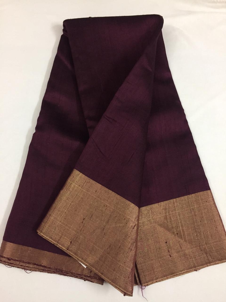 PURE RAW SILK WITH ZARI BORDER FABRIC
