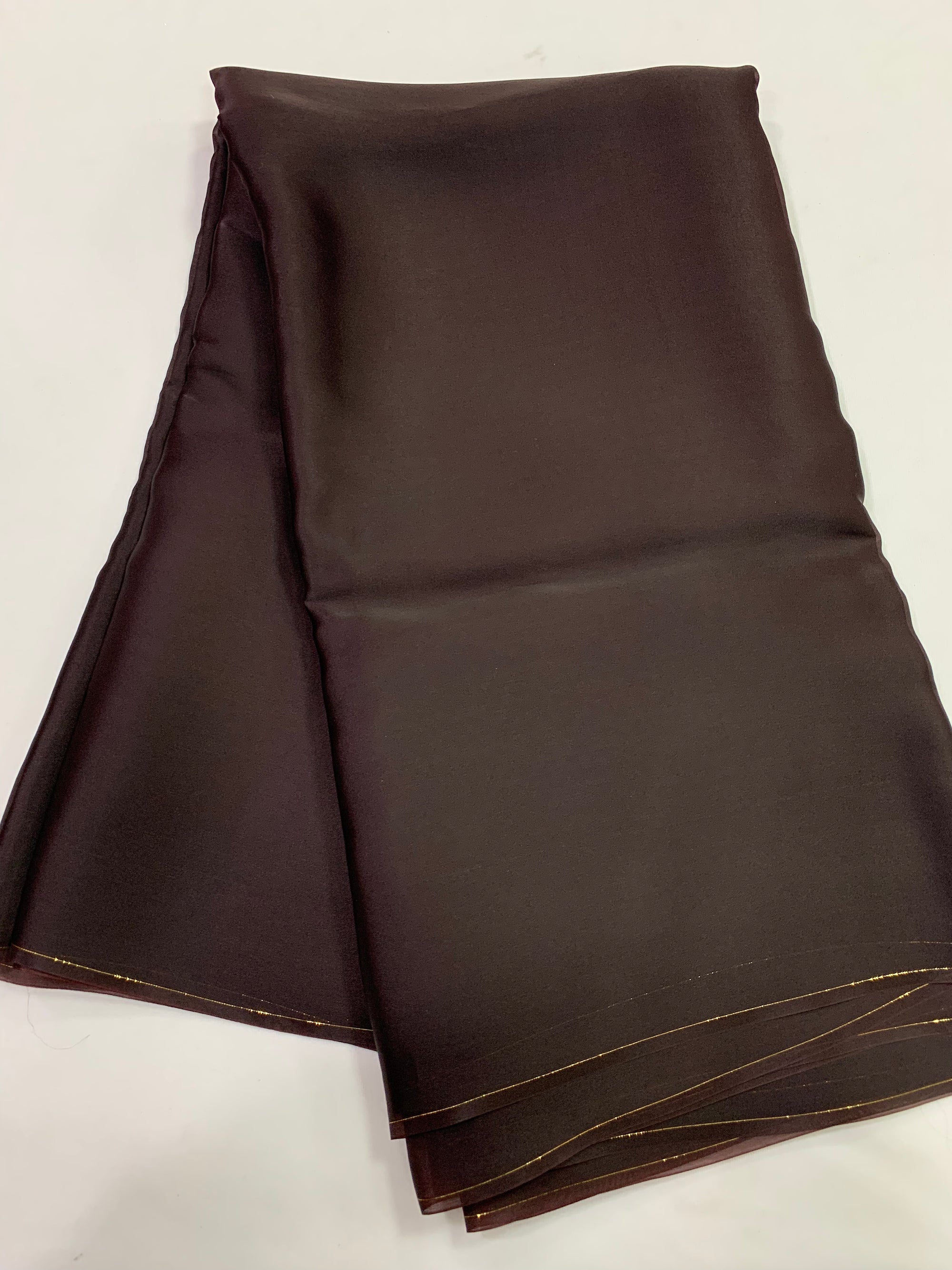 Pure silk satin organza brown saree
