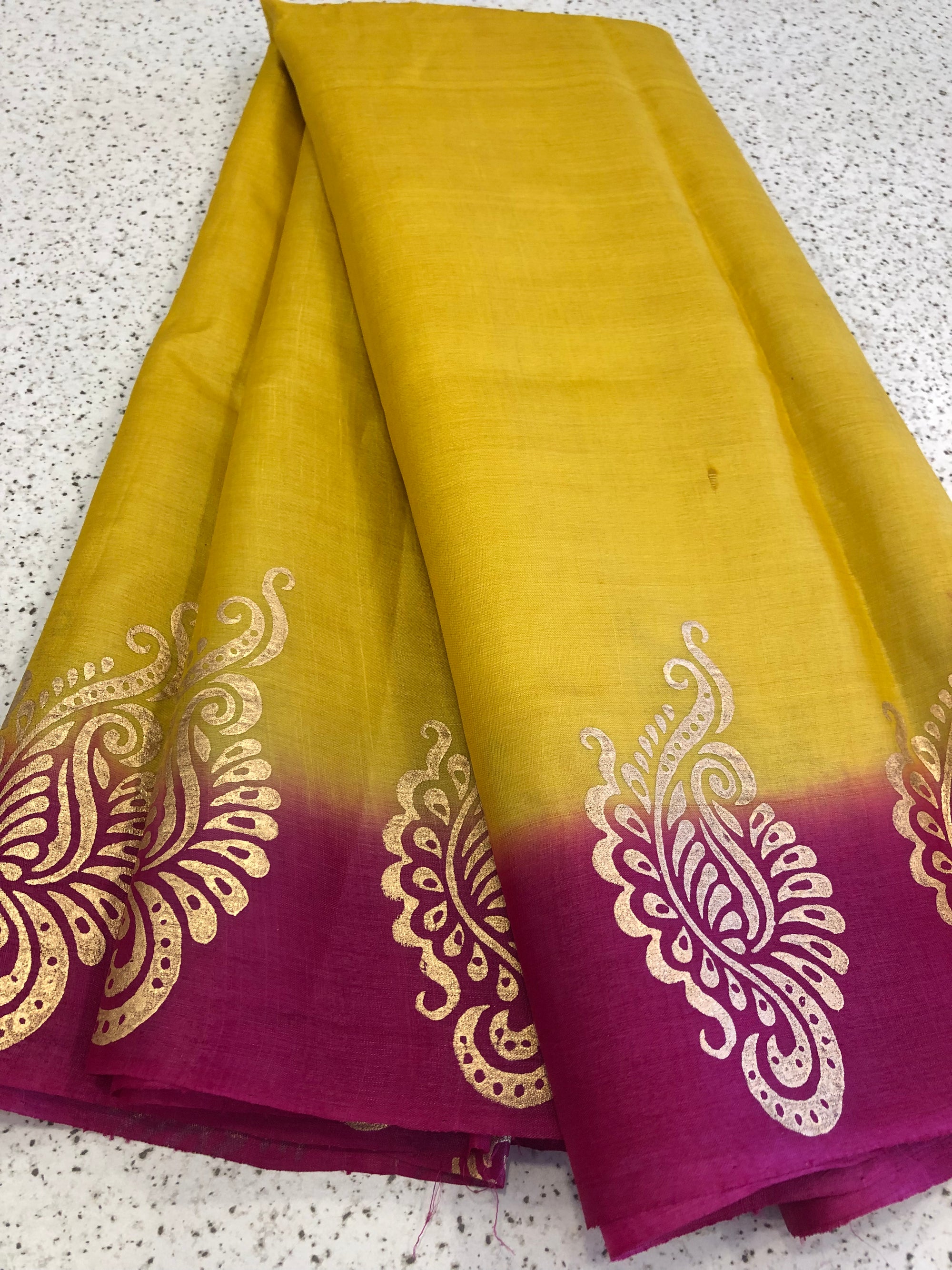 Block printed Handloom pure tussar silk saree